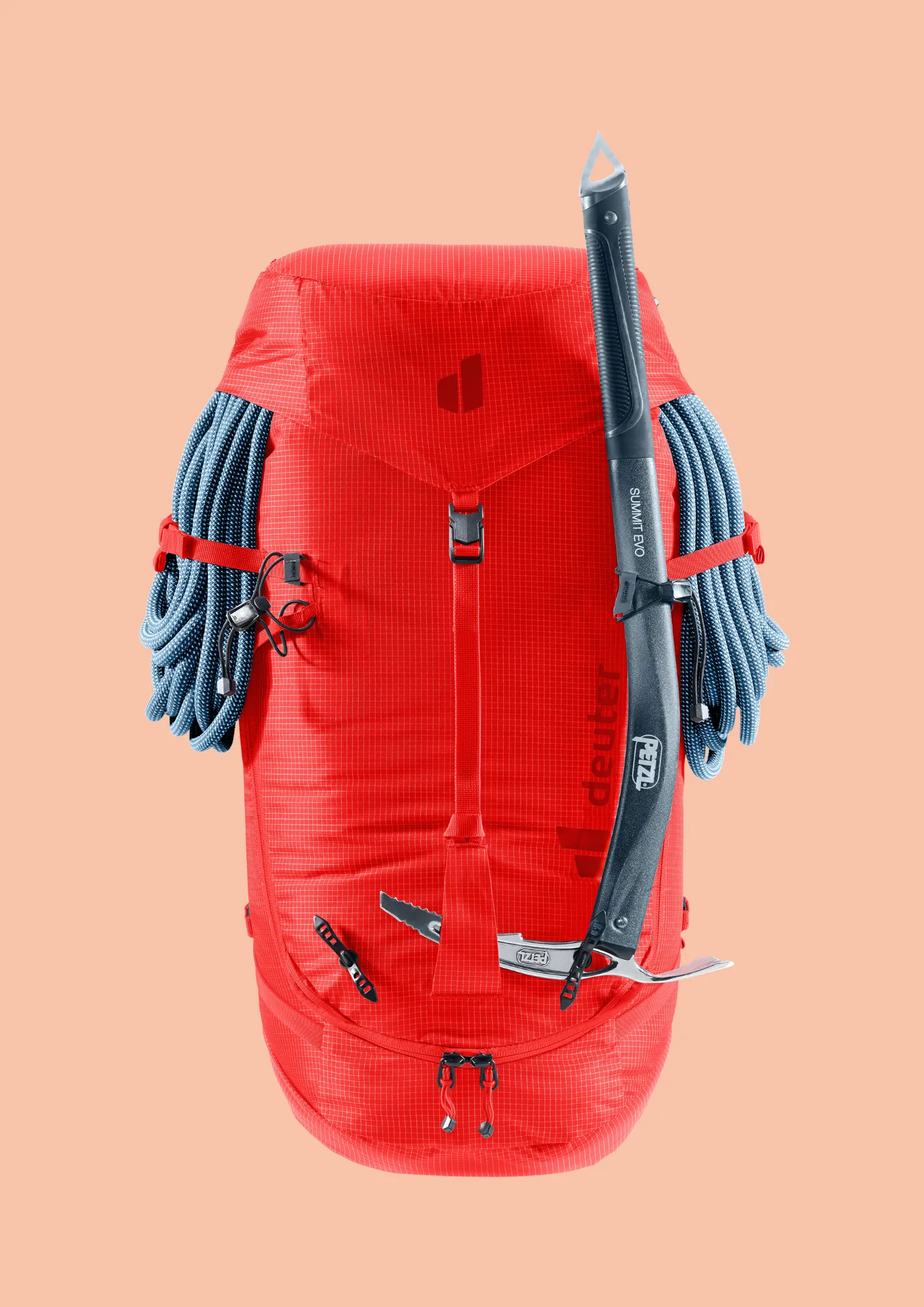 backpack, hiking, climbing, rope, carabiners