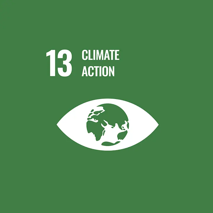 SDG 13, Climate Action, Earth icon, Green background, Sustainability