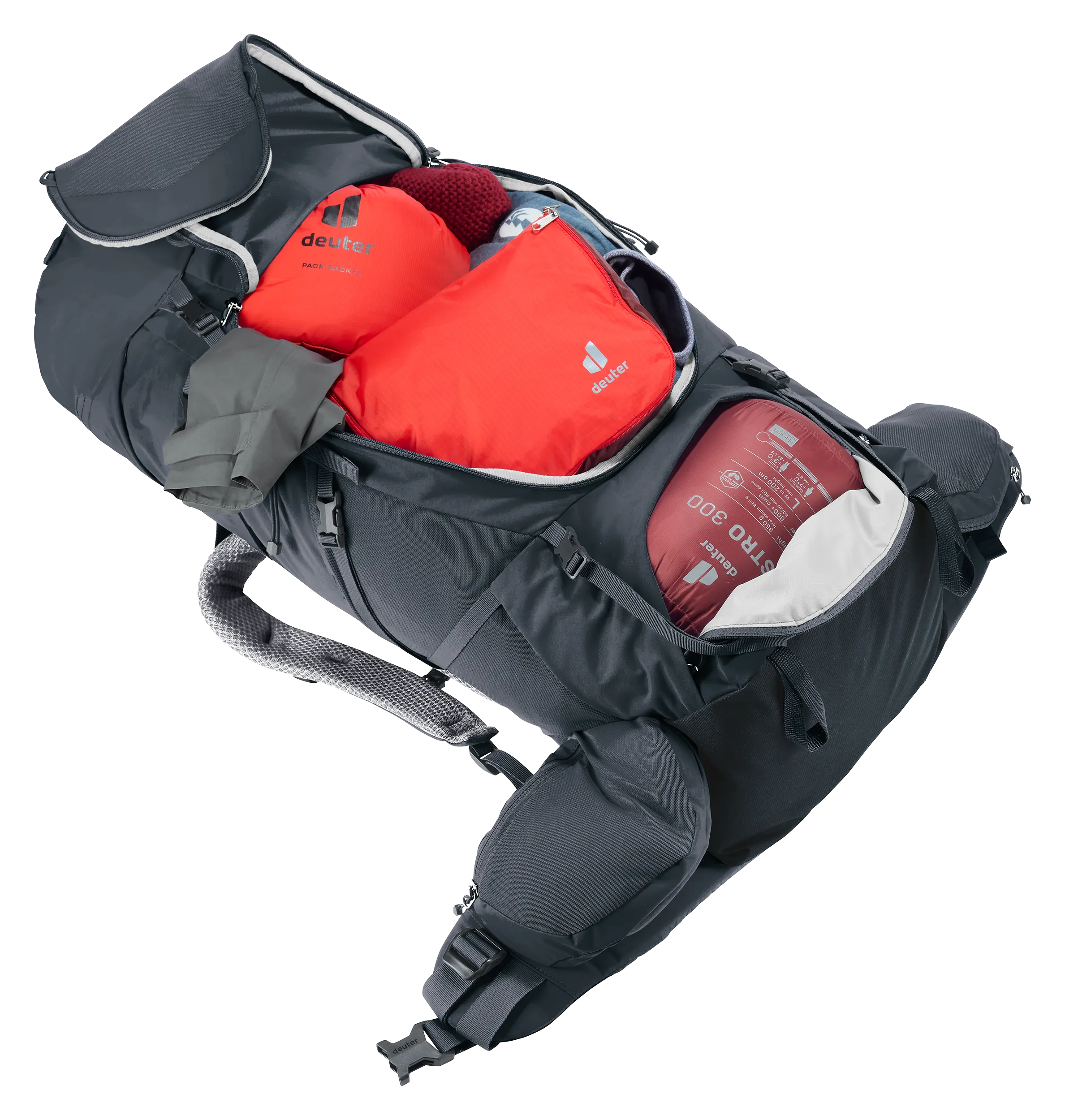 backpack, hiking, pack, outdoor, gear, backpack, travel bag, outdoor gear, hydration sleeve, red-orange puffer contents
