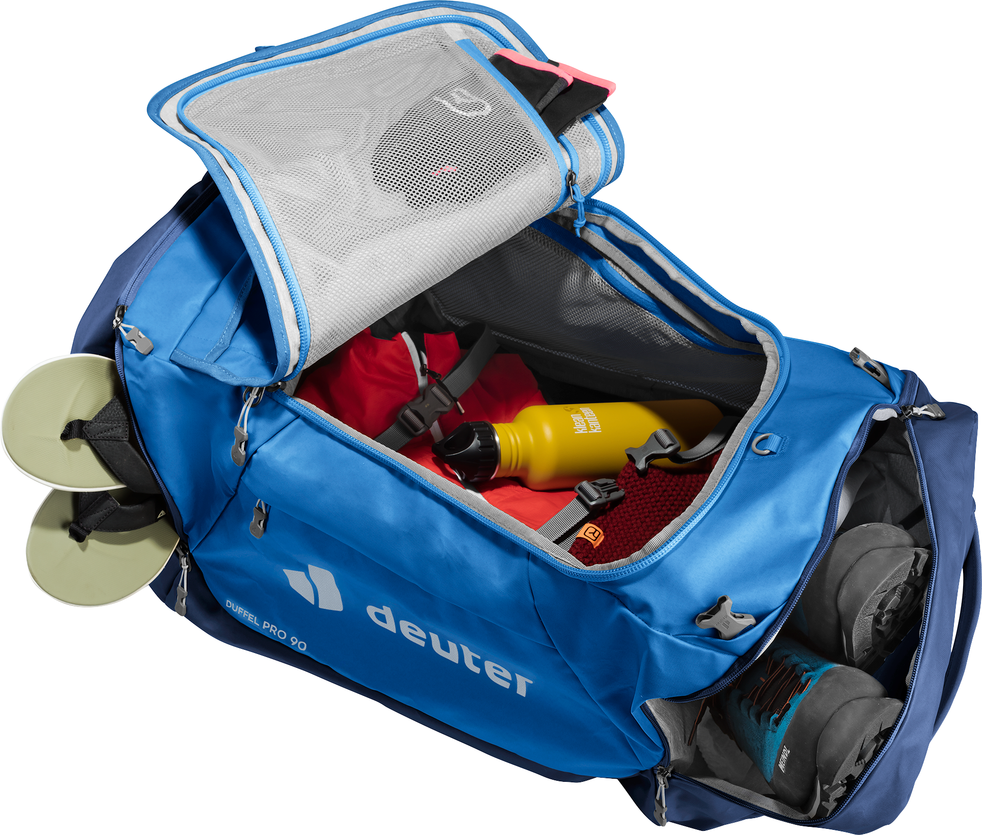 Duffel Pro 90 Bag, Device, Screwdriver, Tool, backpack, gym bag, blue, packable, water bottle