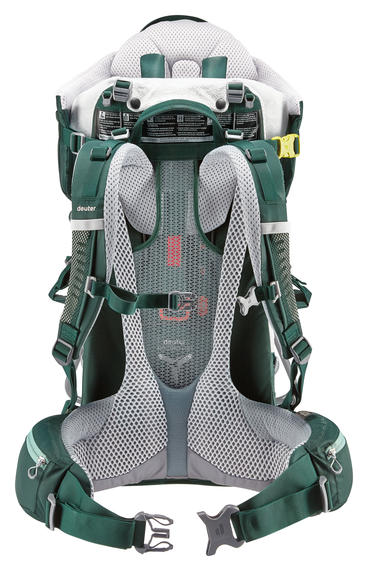 child carrier backpack deuter Kid Comfort 1 and the adjustable torso length ensures a personalized fit for changing caregivers or growing comfort needs Deuter Kid Comfort Child Hiking