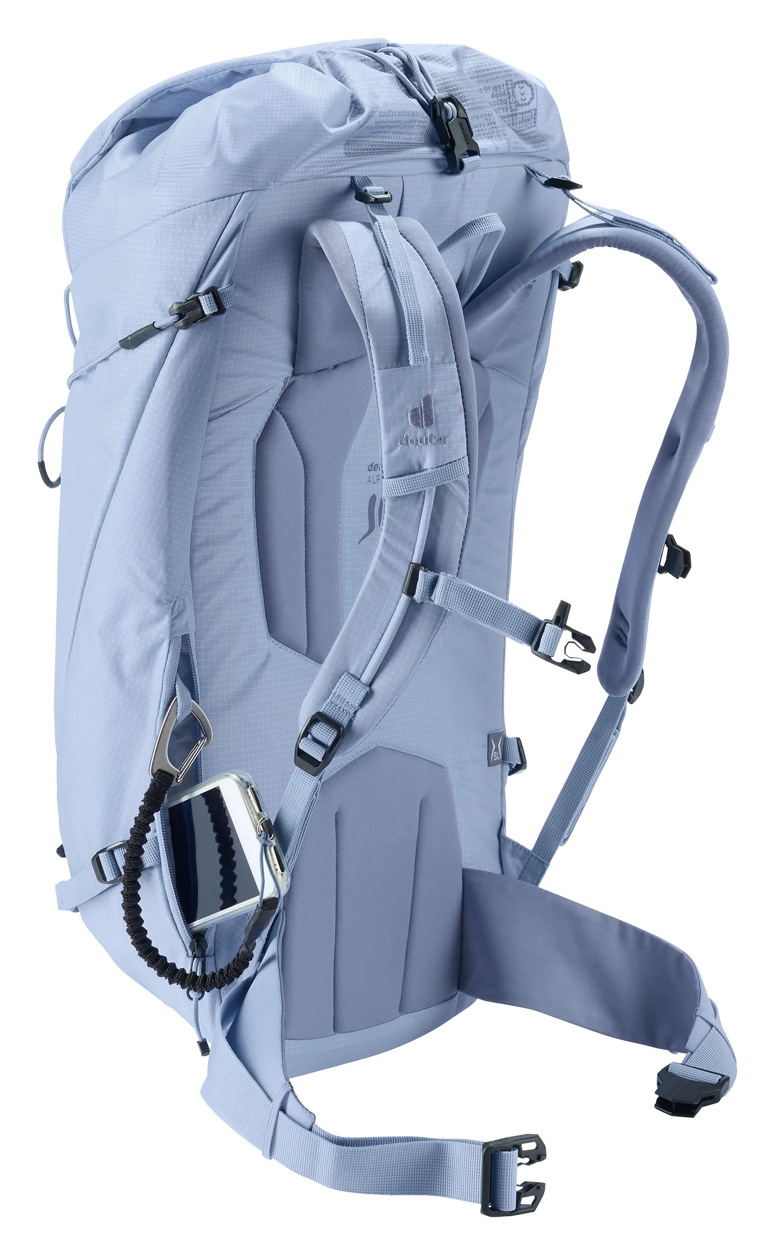 backpack, hydration, light-blue, shoulder straps, sternum strap