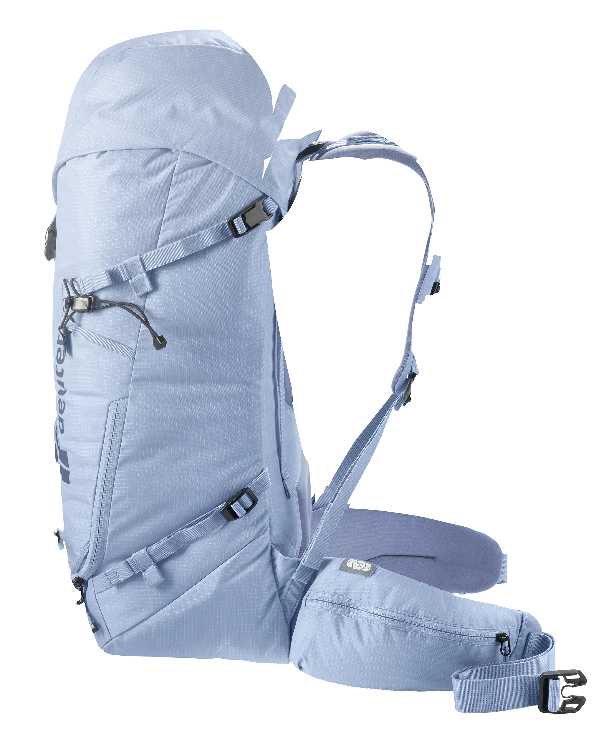 backpack, hiking, light-blue, external-frame, shoulder straps
