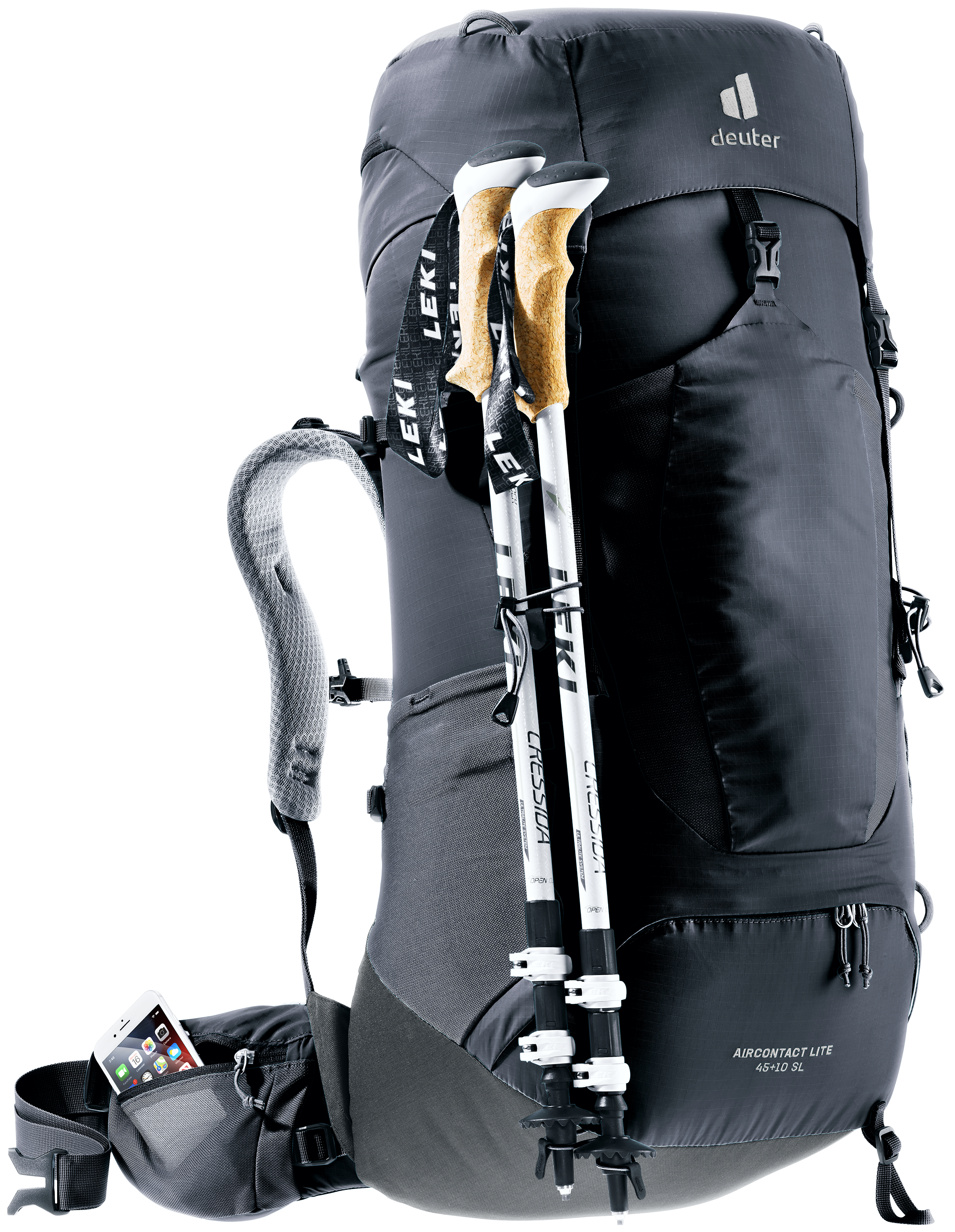 deuter aircontact lite 60 10l sl backpack graphite-black Women's Pro 65+10L Hiking with Narrow Fit, 65+10 Liters The backpack has a spacious main compartment Deuter Aircontact Lite 35 +