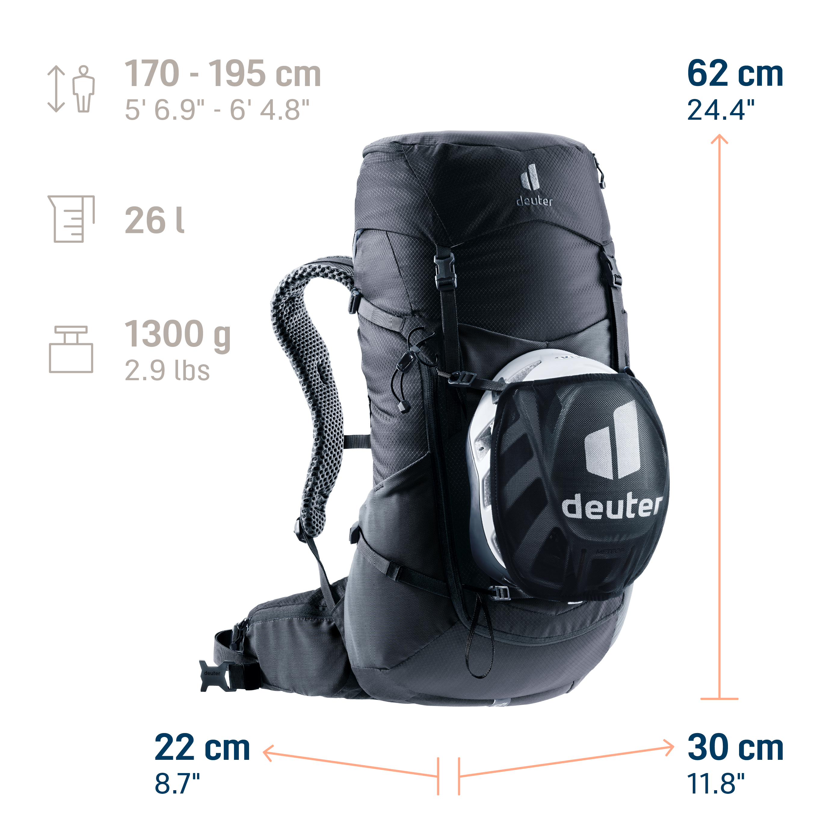 backpack, hiking, backpack with helmet, deuter, 72-liter