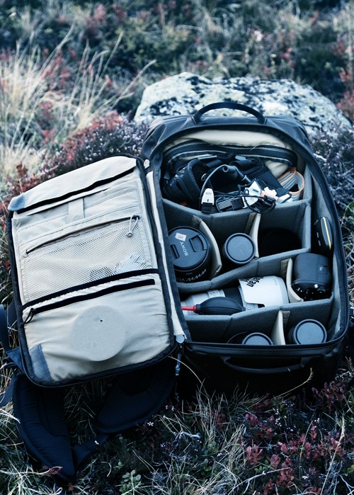 camera, lenses, travel backpack, photography gear, cargo compartments