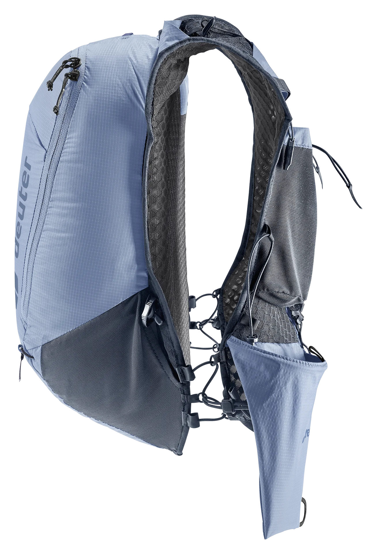 backpack, hiking, blue, mesh, waist-p pocket