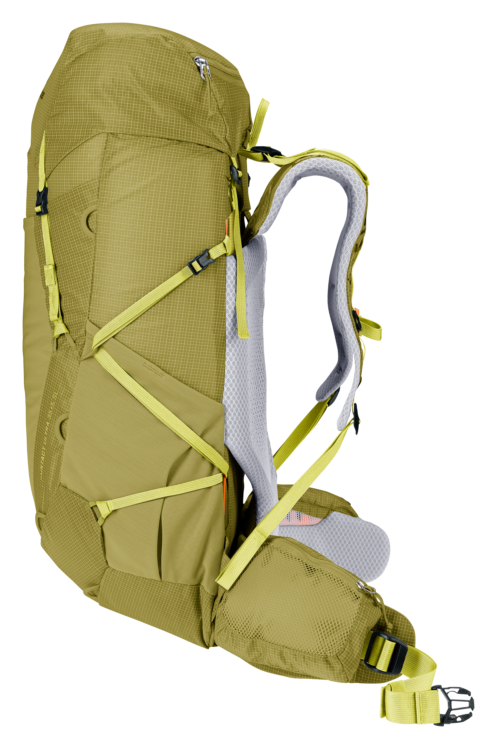 Aircontact Ultra 35+5 SL backpack, hiking, white-gray padding, shoulder straps, yellow-green color
