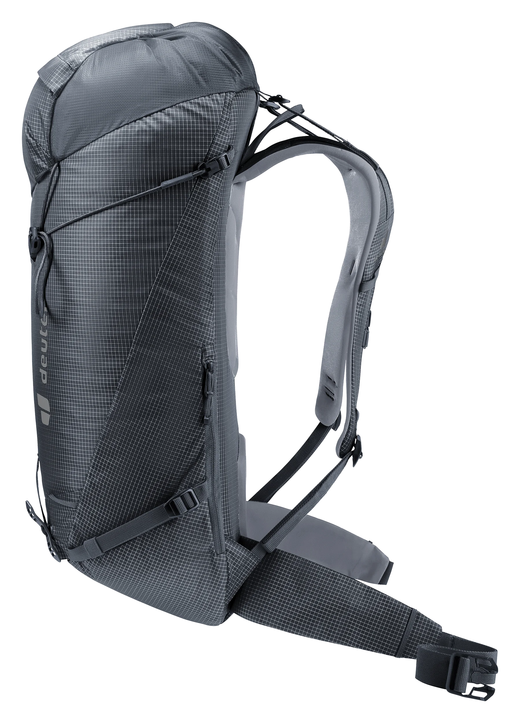 backpack, hiking, hydration, shoulder strap, soft grey
