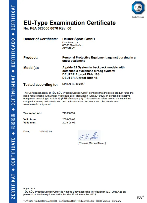 backpack, protective equipment, snow protection, airbag system, Alpride E2