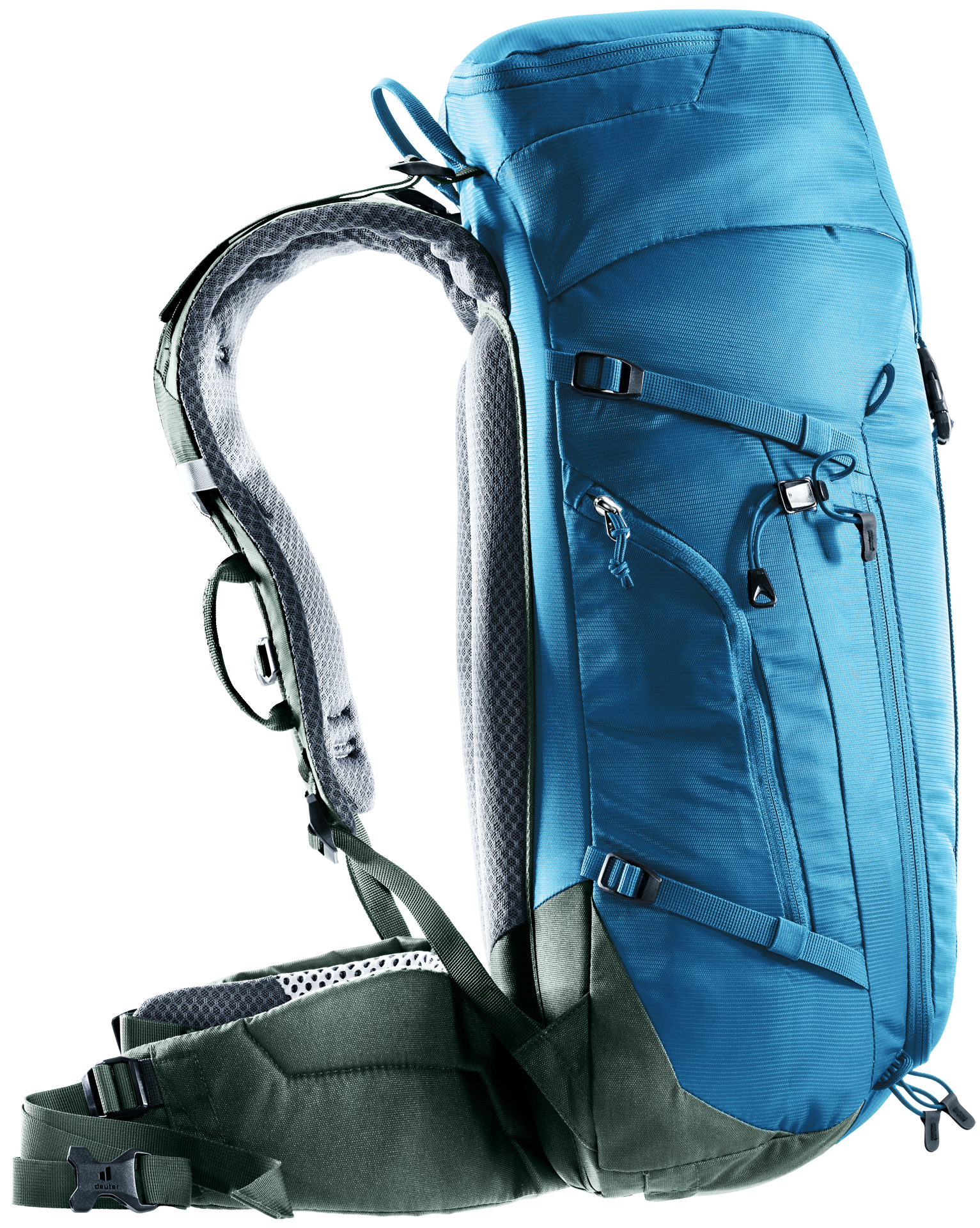 backpack, hiking, external-frame, blue, shoulder-straps