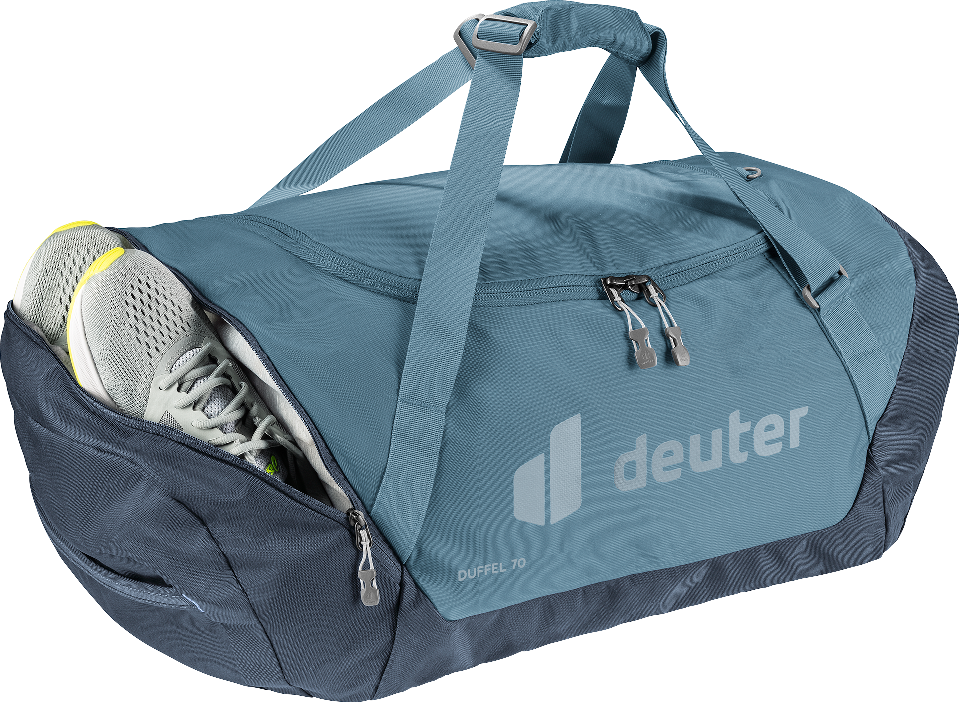 Duffel 70 Accessories, Bag, Handbag, gym bag, duffel, blue, shoe compartment, zippers