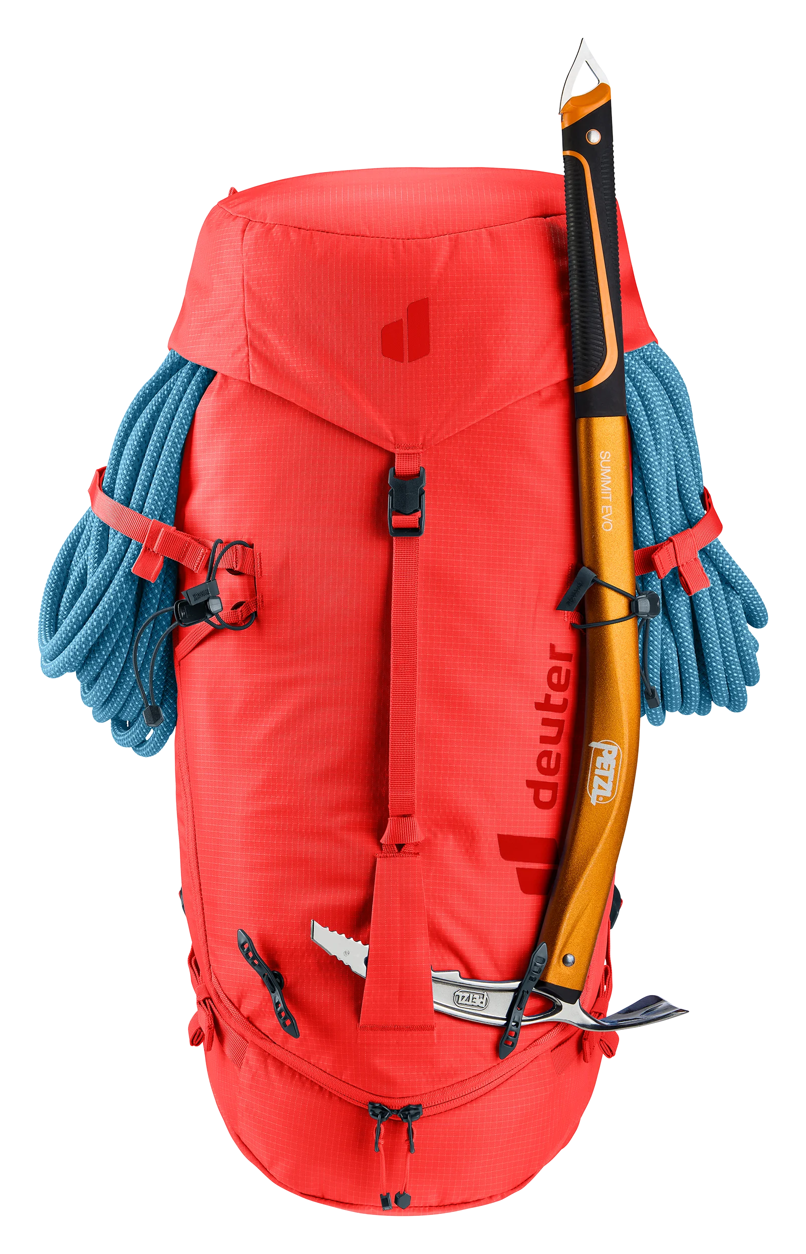 backpack, climbing, red, rope, ice-axe