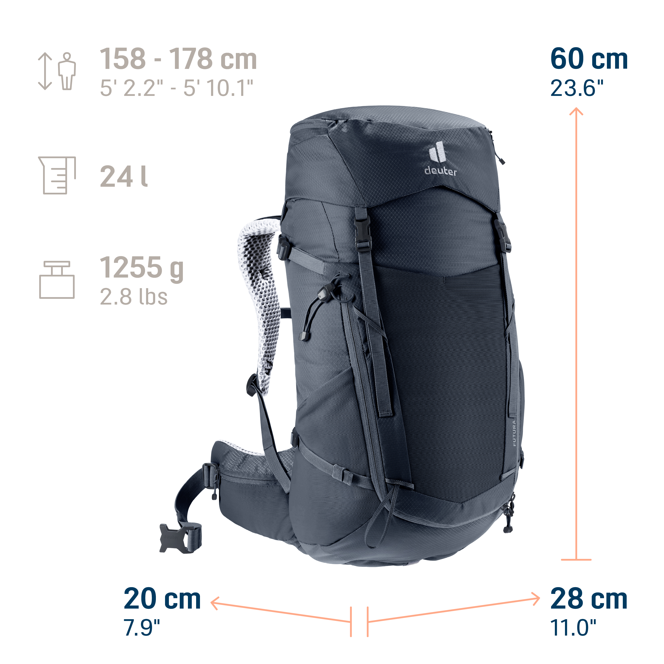 Futura 24 SL backpack, hiking, mountain, 30L, dark gray