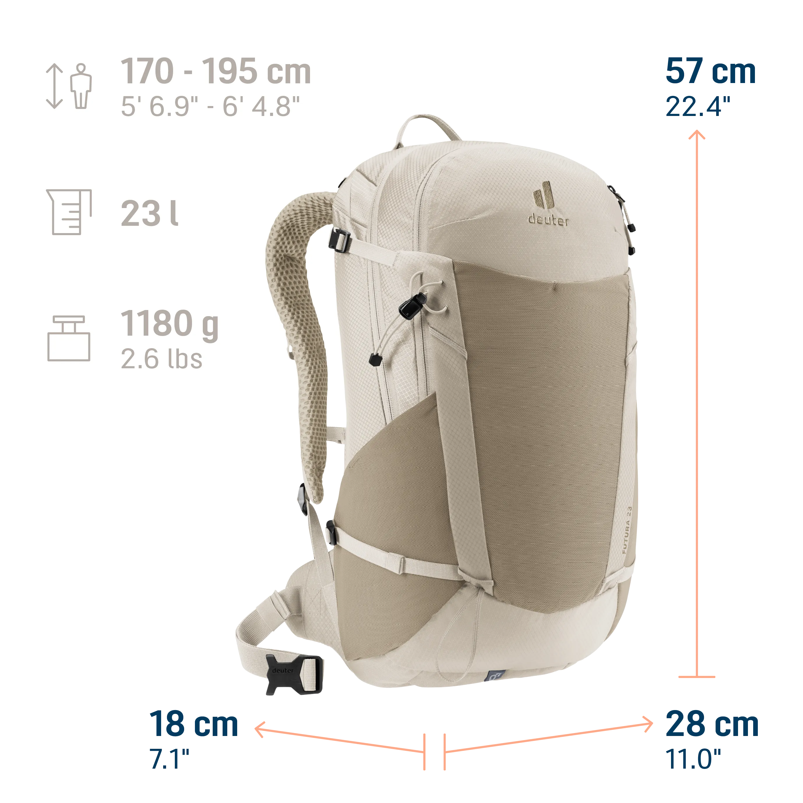 backpack, hiking, hydration, bag capacity 23l, shoulder straps