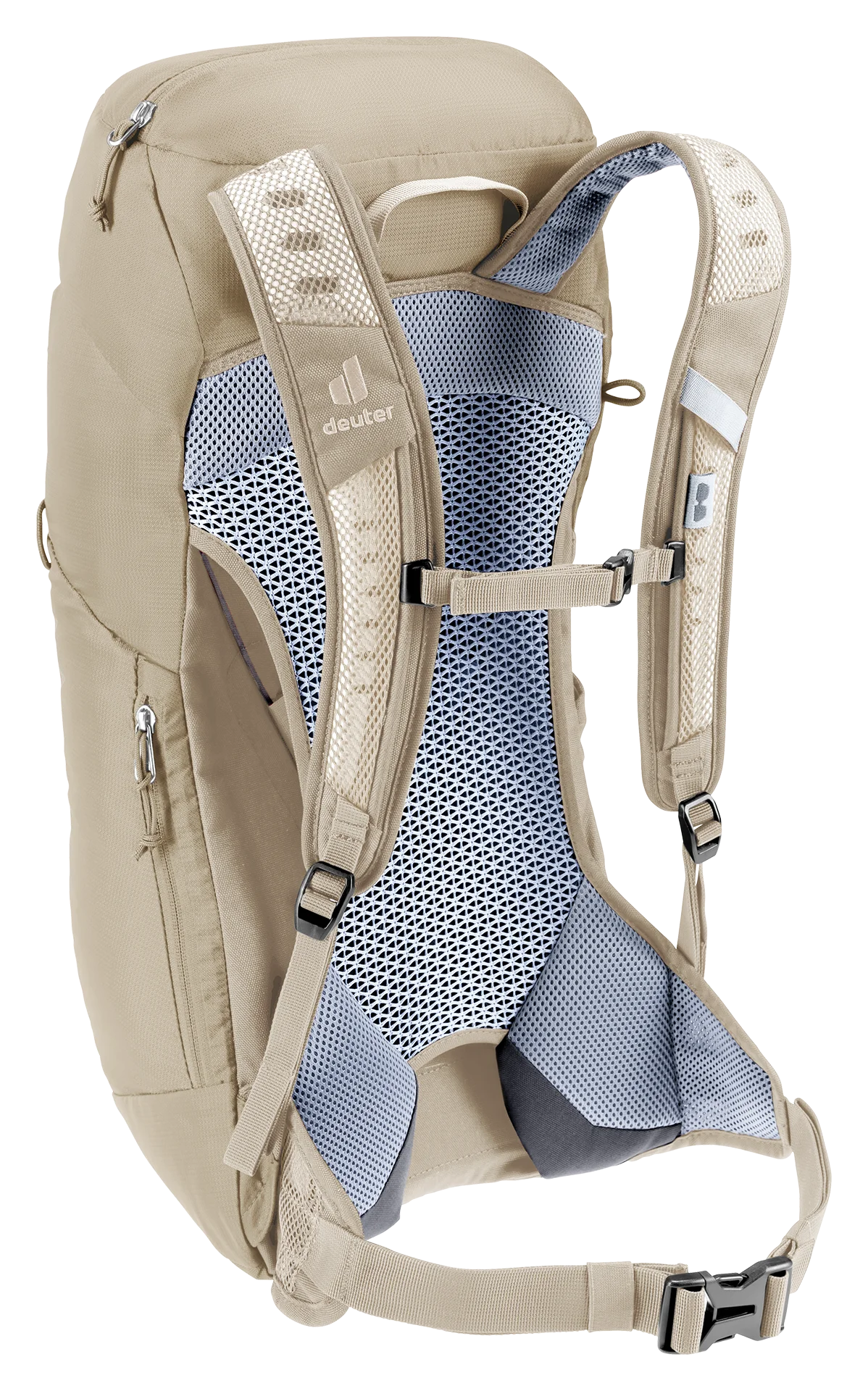 backpack, hiking, shoulder straps, mesh padding, tan