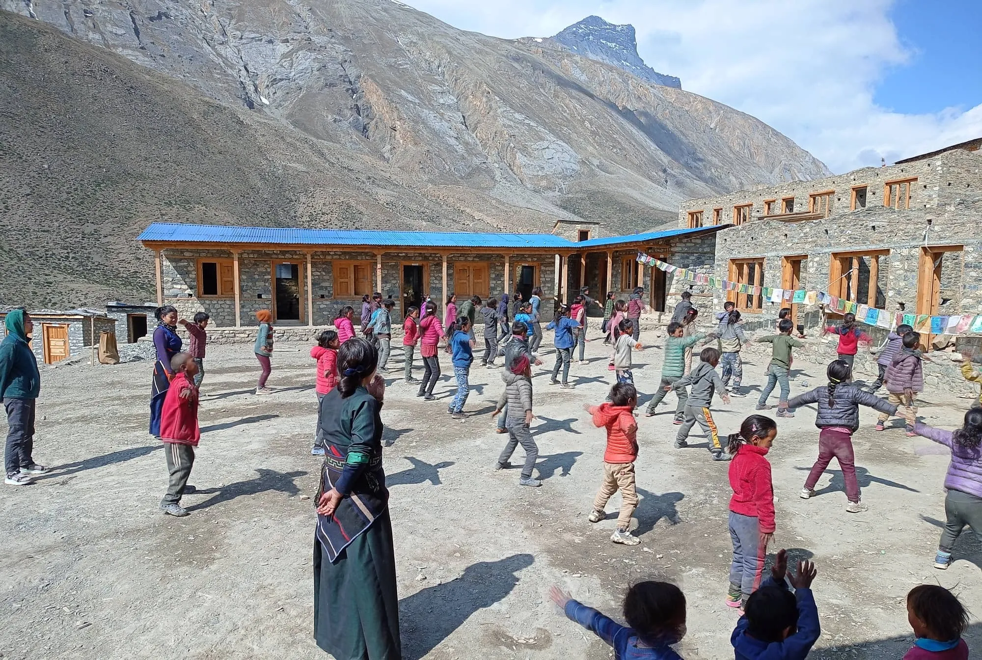 school, students, classroom, mountain, outdoor