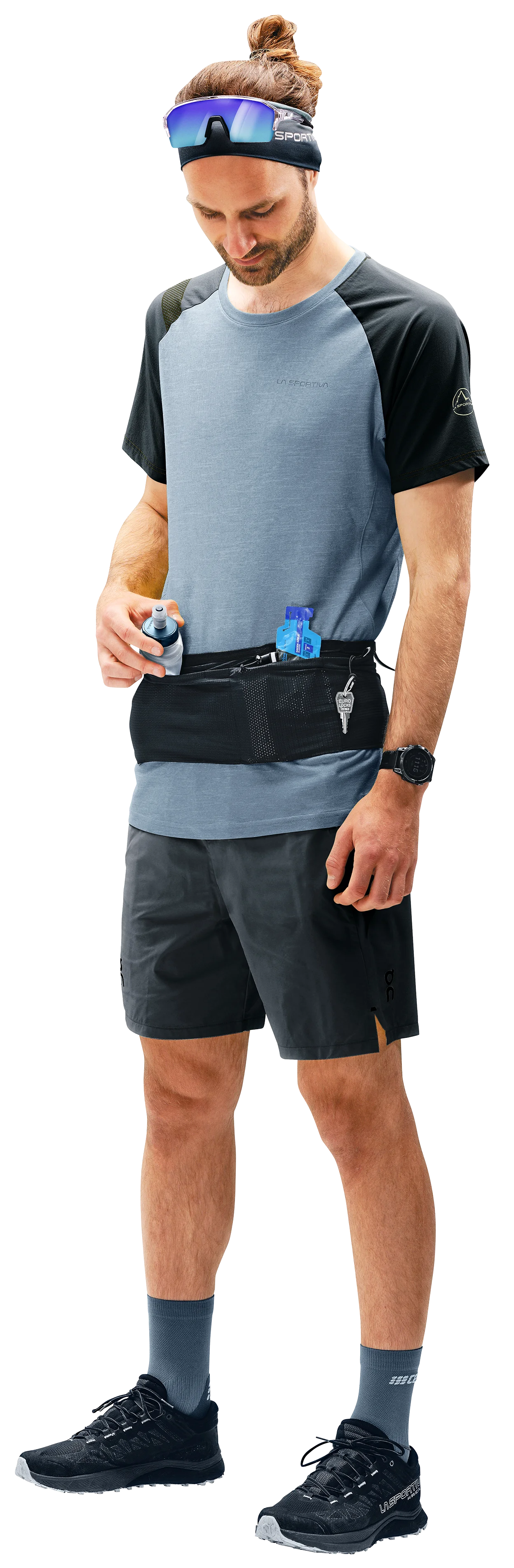 running, sport, t-shirt, shorts, waistbelt