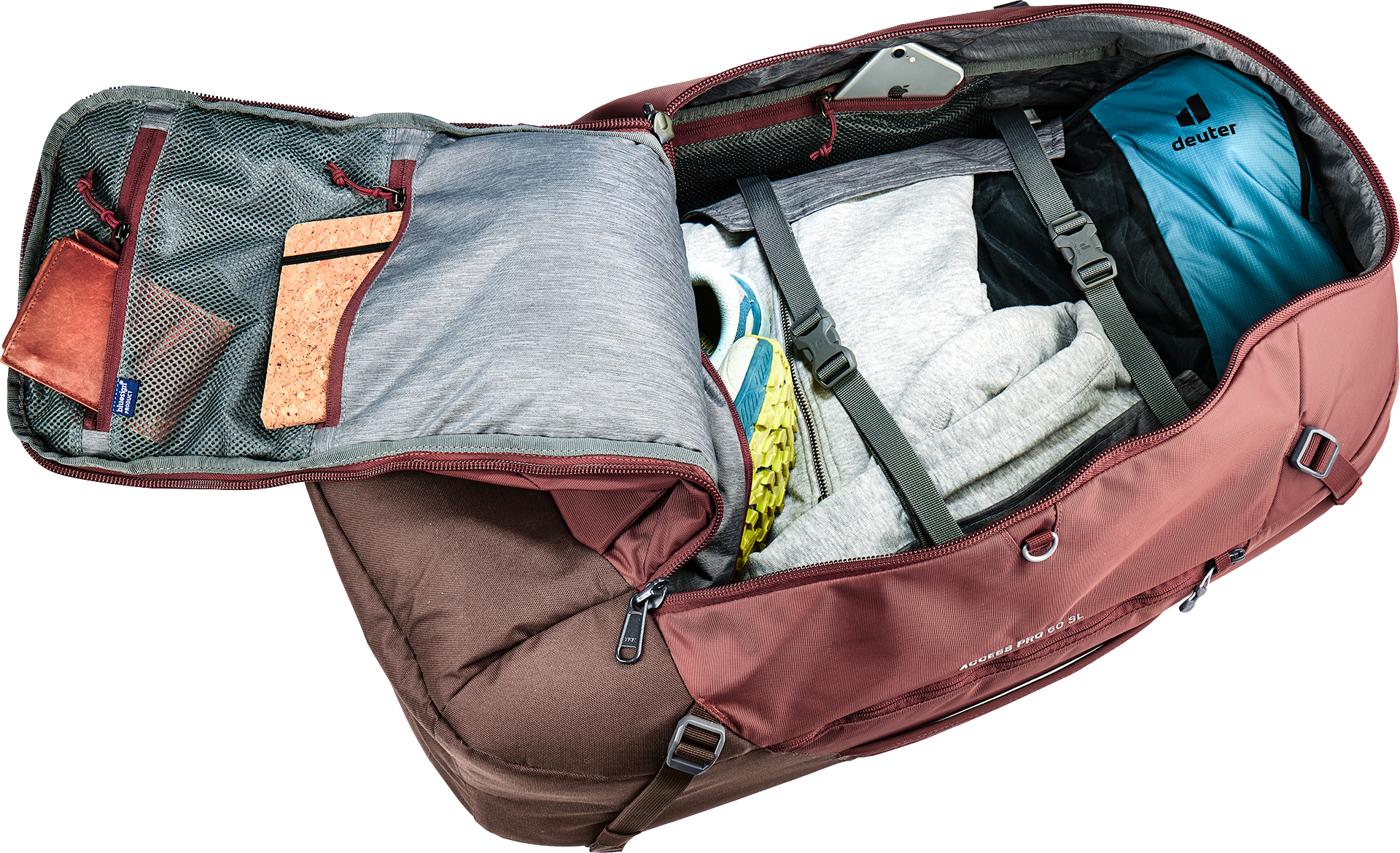Access Pro 60 SL Baggage, Accessories, Bag, Handbag, backpack, travel bag, equipment, red-brown, inside pockets