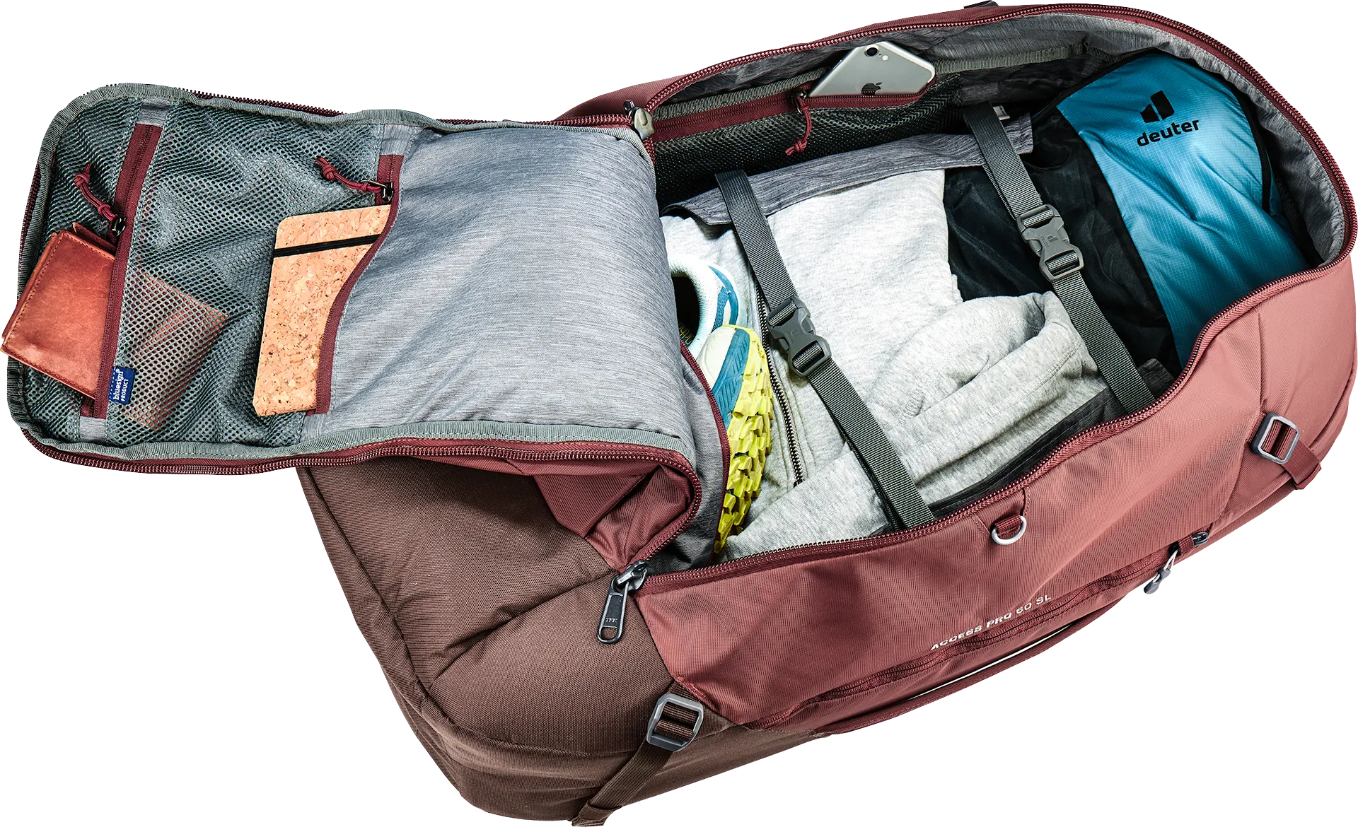 Baggage, Accessories, Bag, Handbag, backpack, travel bag, equipment, red-brown, inside pockets