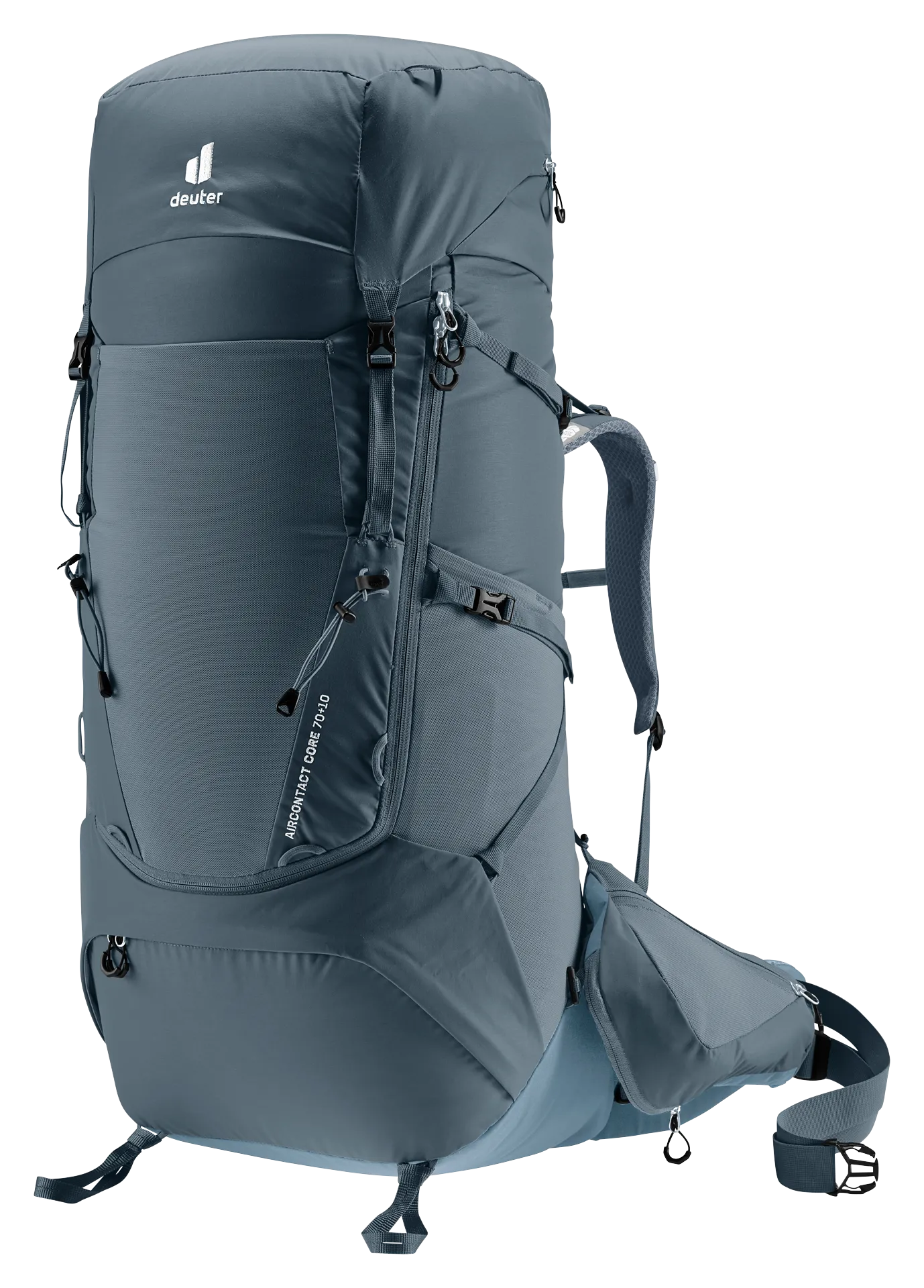 backpack, hiking, external frame, blue, camping gear