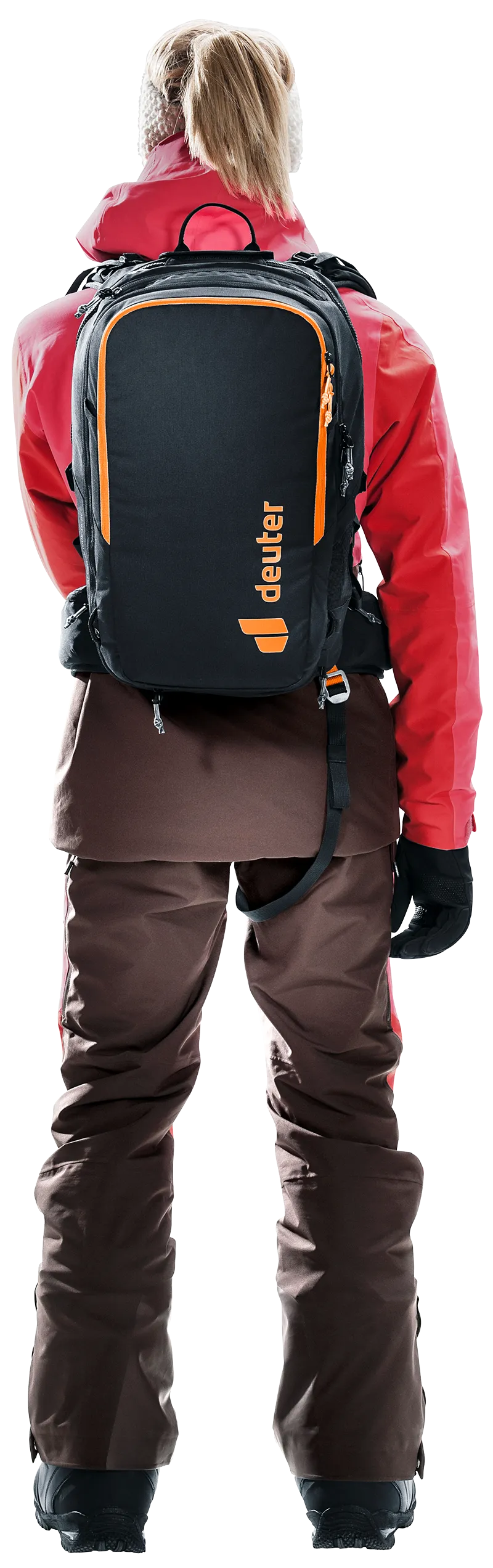 Bag, Glove, Person, Backpack, Pants, backpack, hiking, outdoor, orange-zip, black