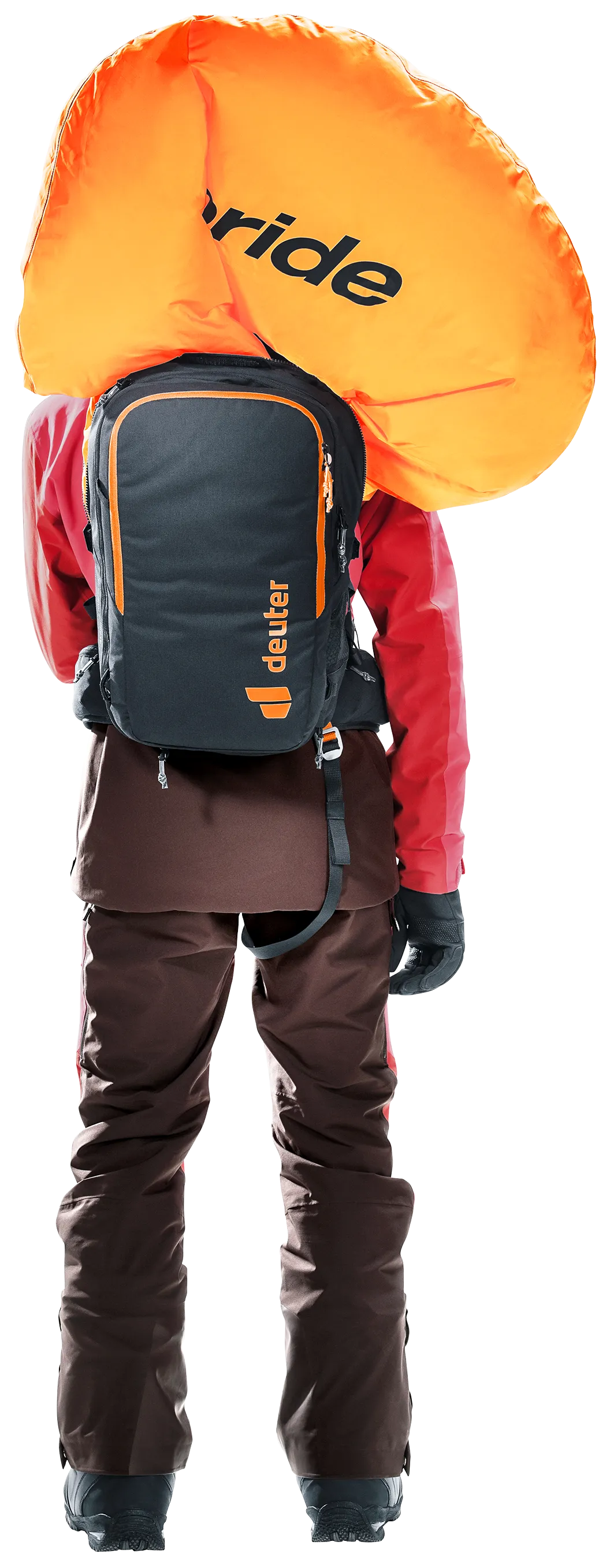 Bag, Person, Backpack, Clothing, Glove, parka, backpack, orange parachute, mountaineering, gloves