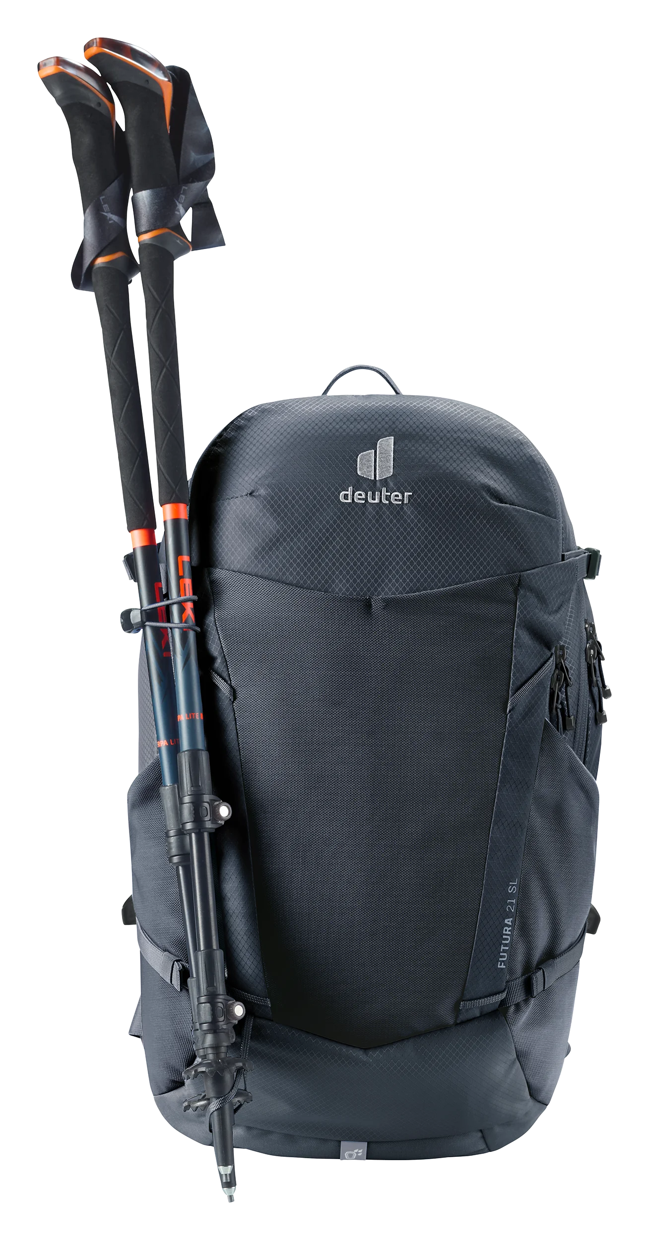 backpack, hiking, trekking-poles, navy, brand-visible