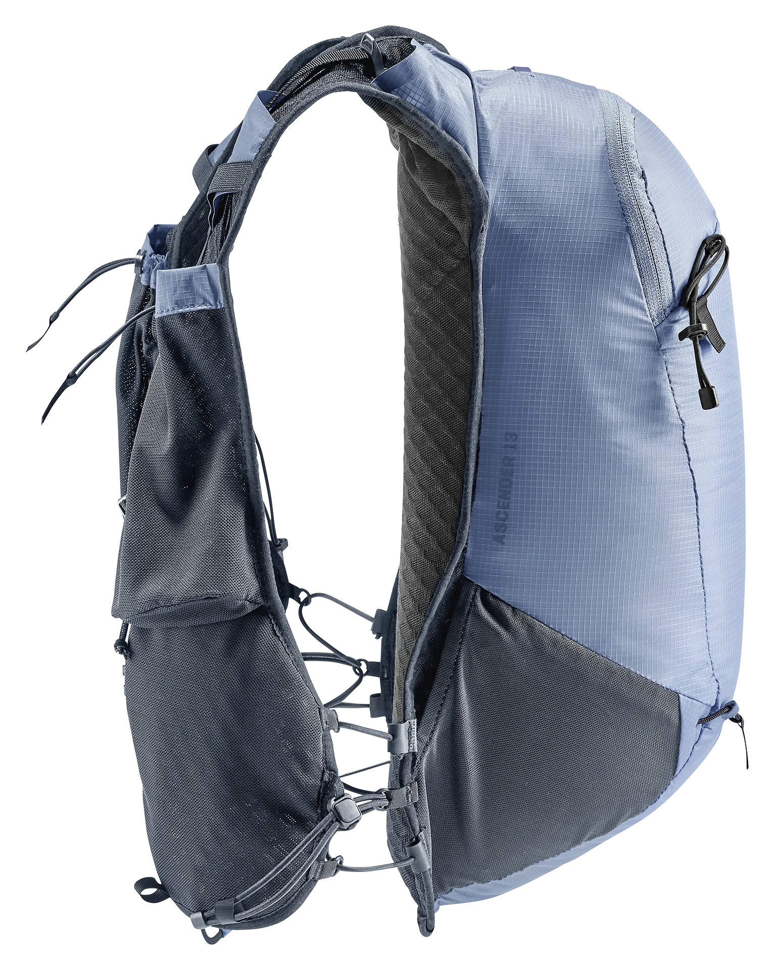 backpack, hiking, blue, shoulder straps, mesh pockets