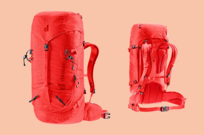 backpack, hiking, red, internal-frame, adjustable-straps