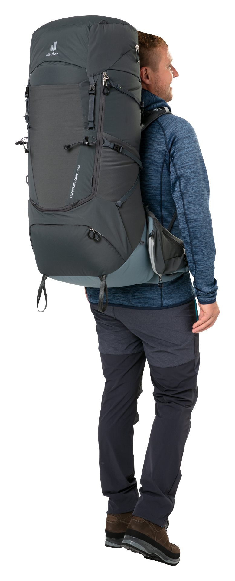 Aircontact Core 70+10 backpack, hiking, backpacking, external-frame, gray