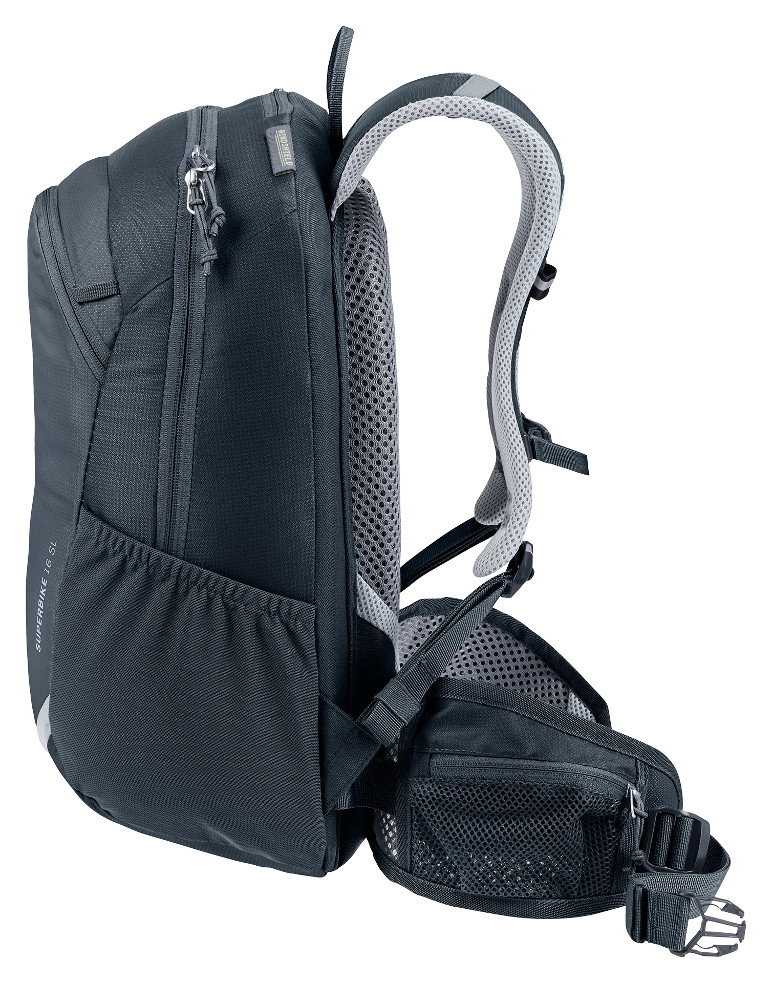 backpack, daypack, shoulder strap, mesh pocket, zipper closure