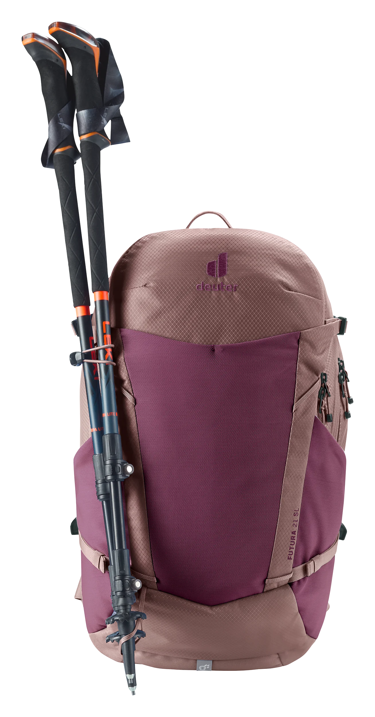 backpack, hiking, trekking, purple, adjustable-pole-carrying