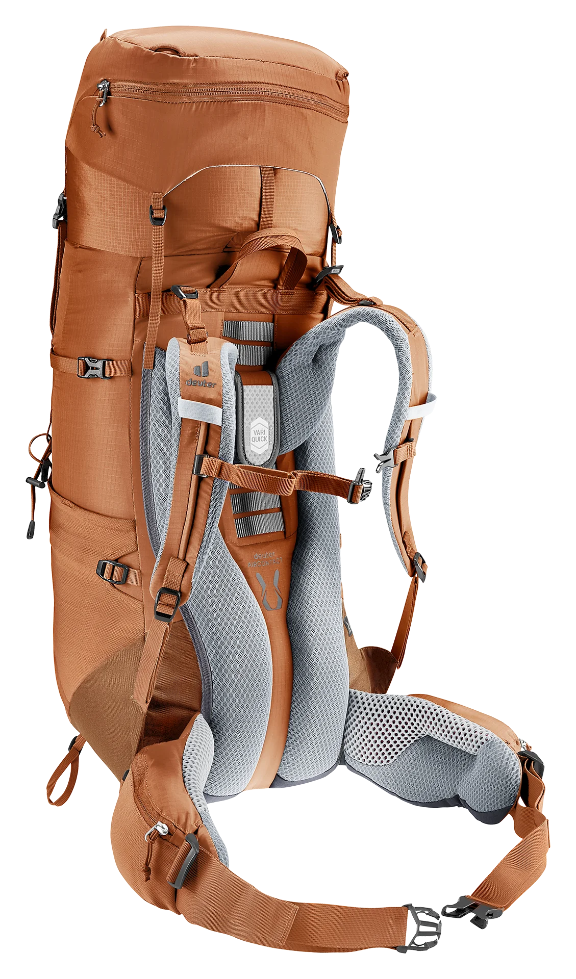 backpack, hiking, external-frame, brown, mesh-padded