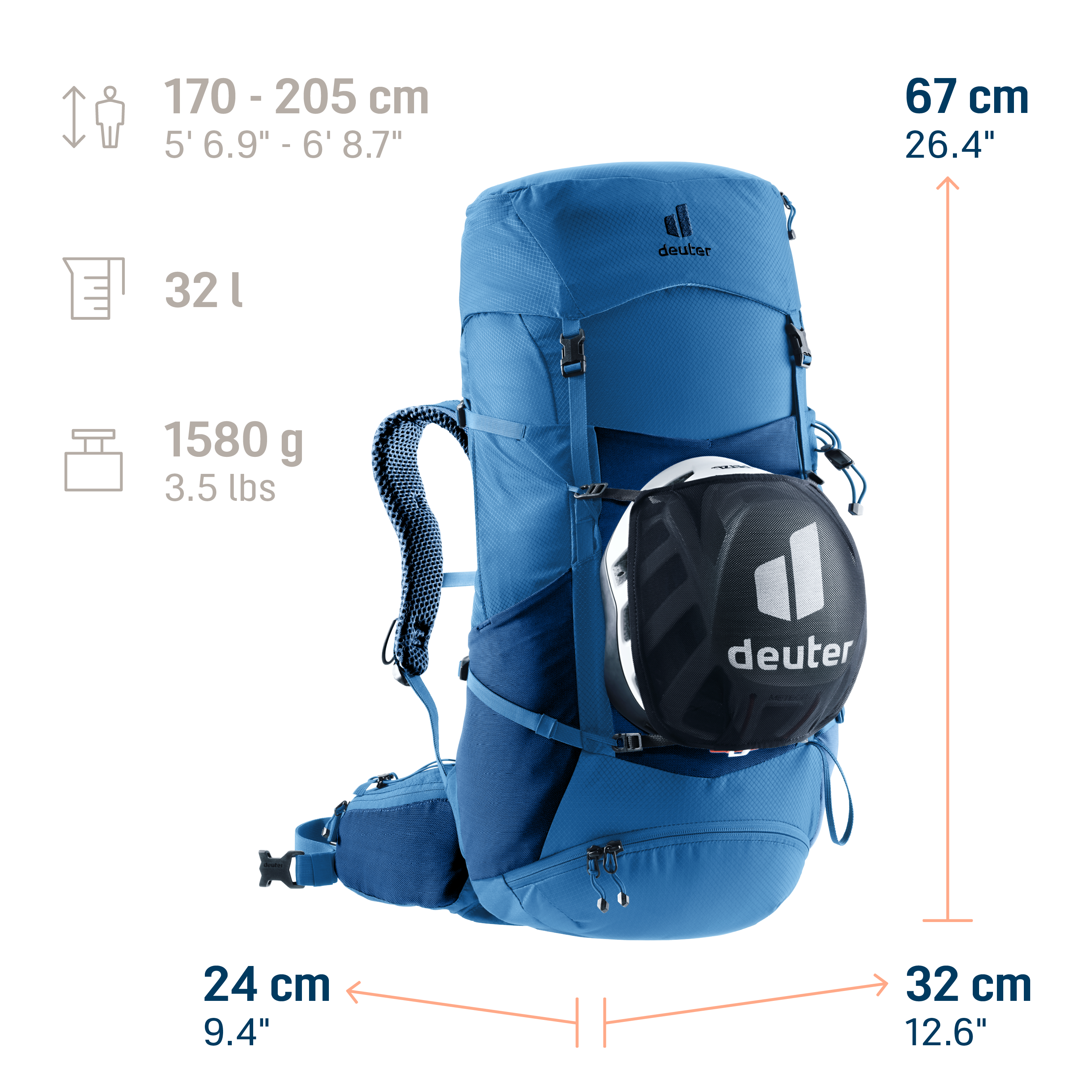 Futura Pro 32 backpack, hydration, daypack, blue, camping