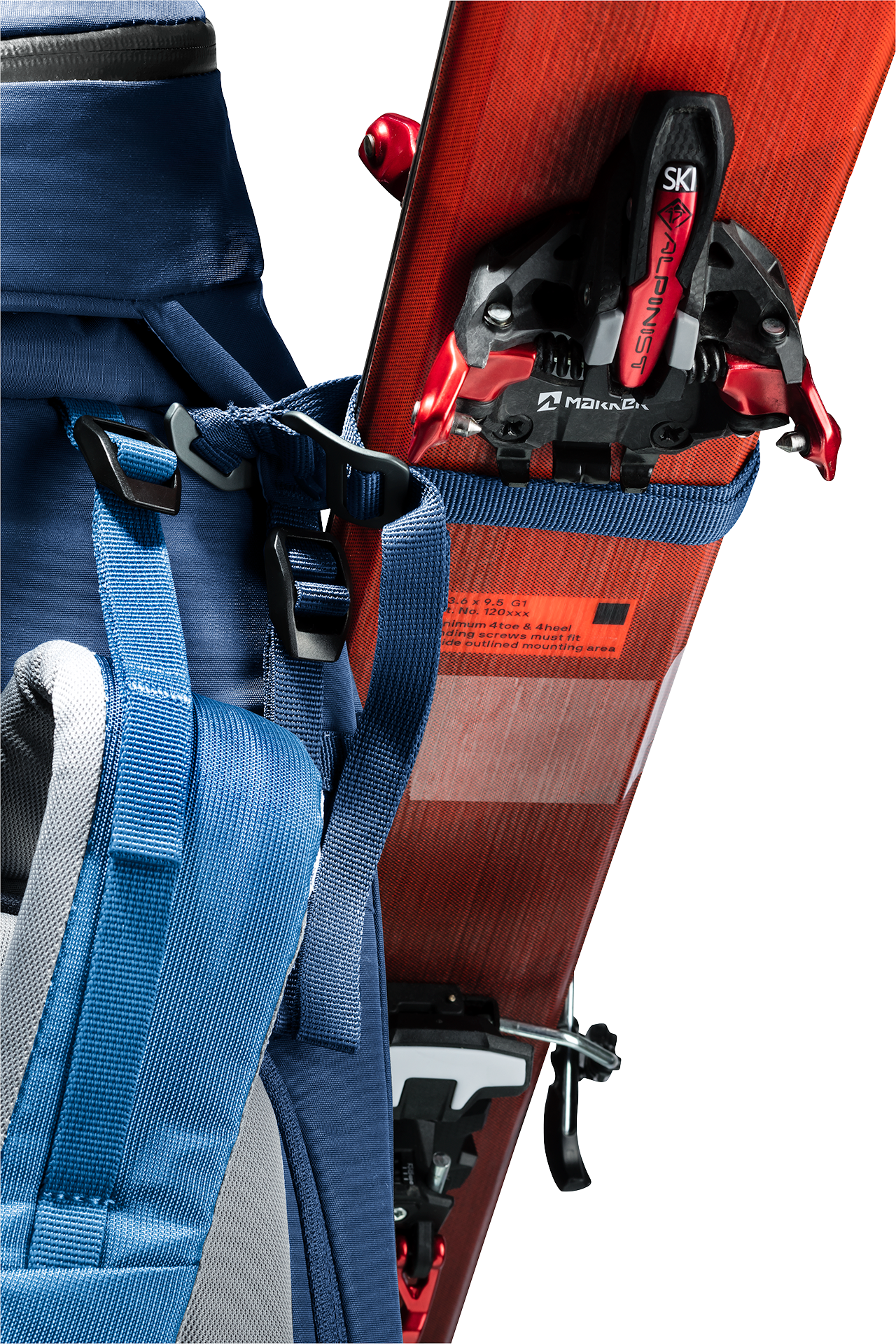 Accessories, Belt, Bag, backpack, skis, ski bindings, blue, outdoor gear