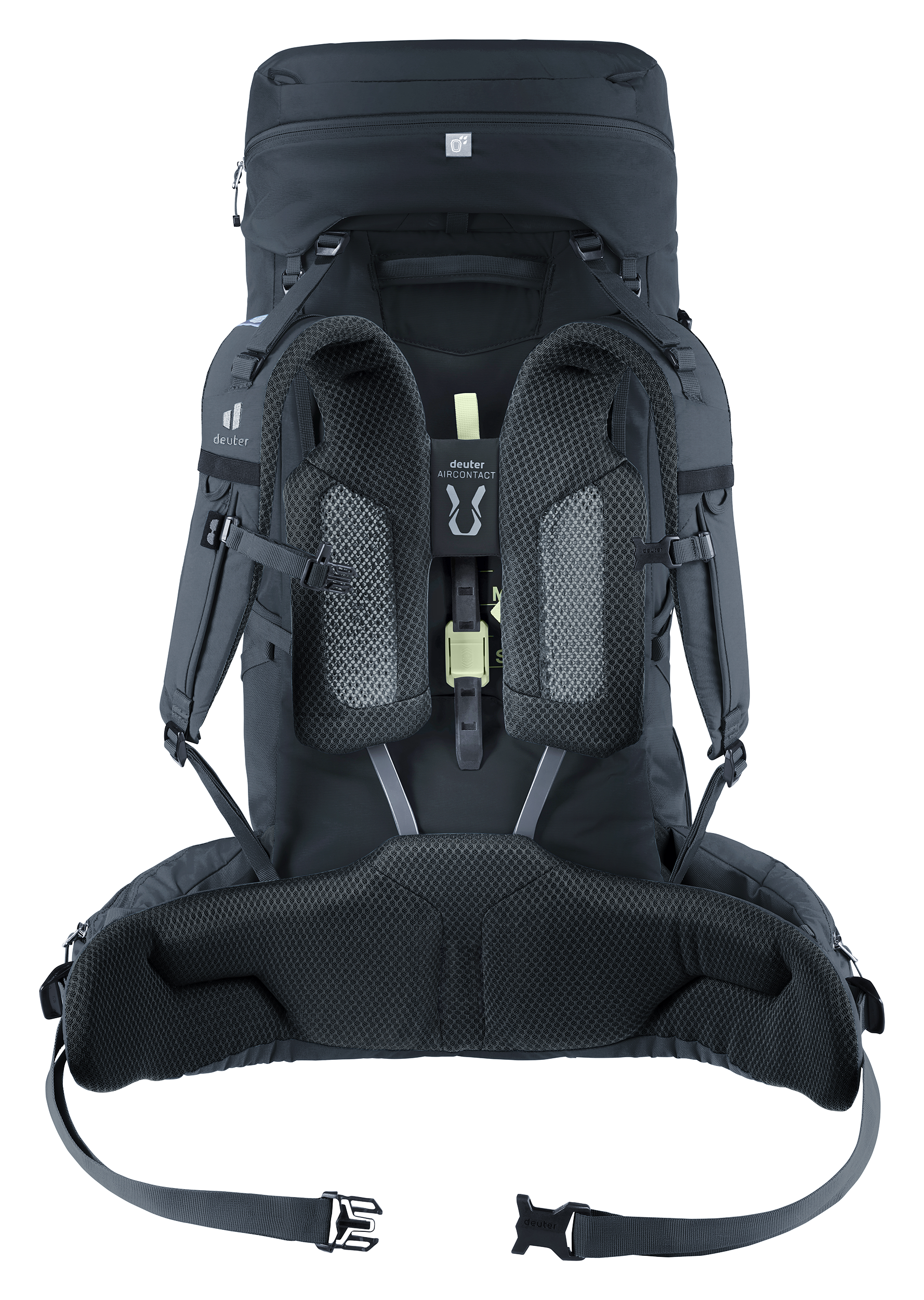 backpack, hiking backpack, shoulder straps, padded back, mesh padding, backpack, backpack with hip belt, ergonomic, padded straps, deuter