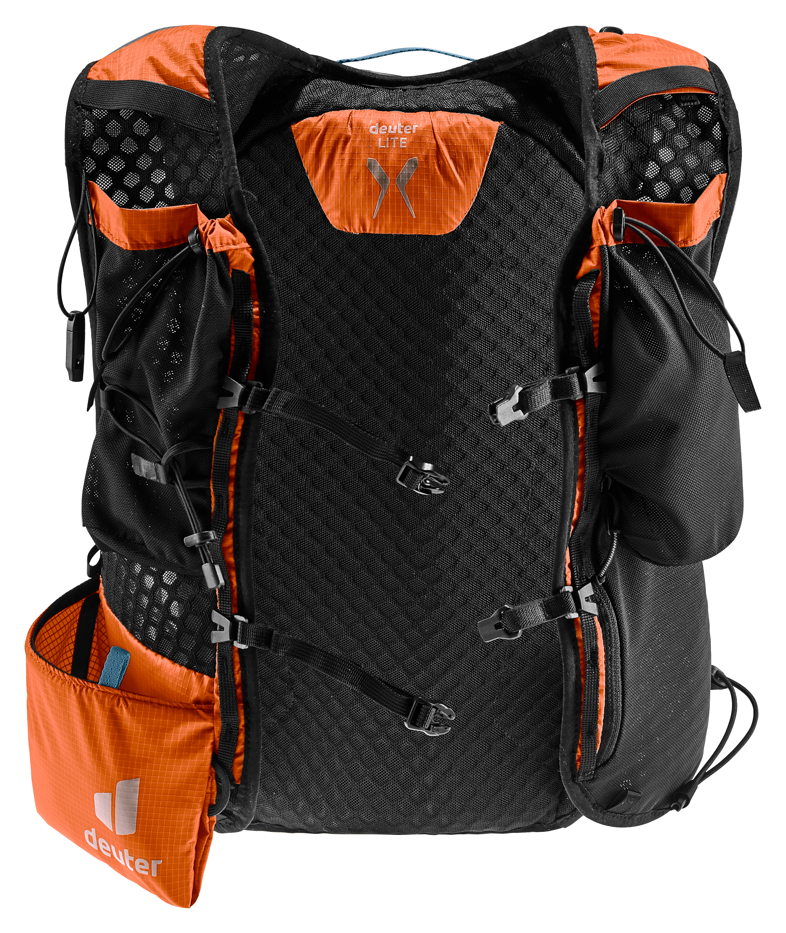 backpack, hiking backpack, orange accents, adjustable straps, mesh back panel