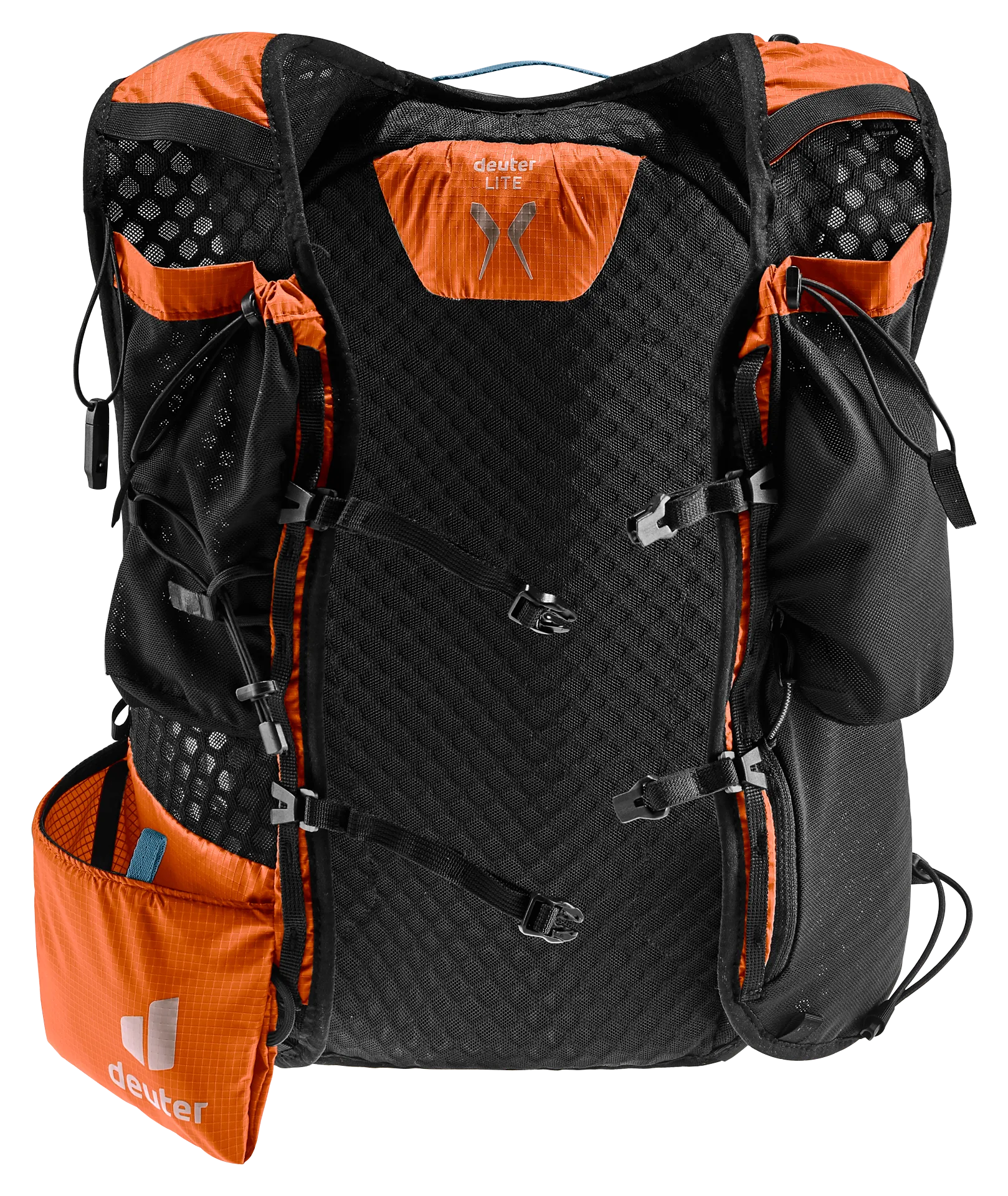 backpack, orange, rugged, hydration, mesh
