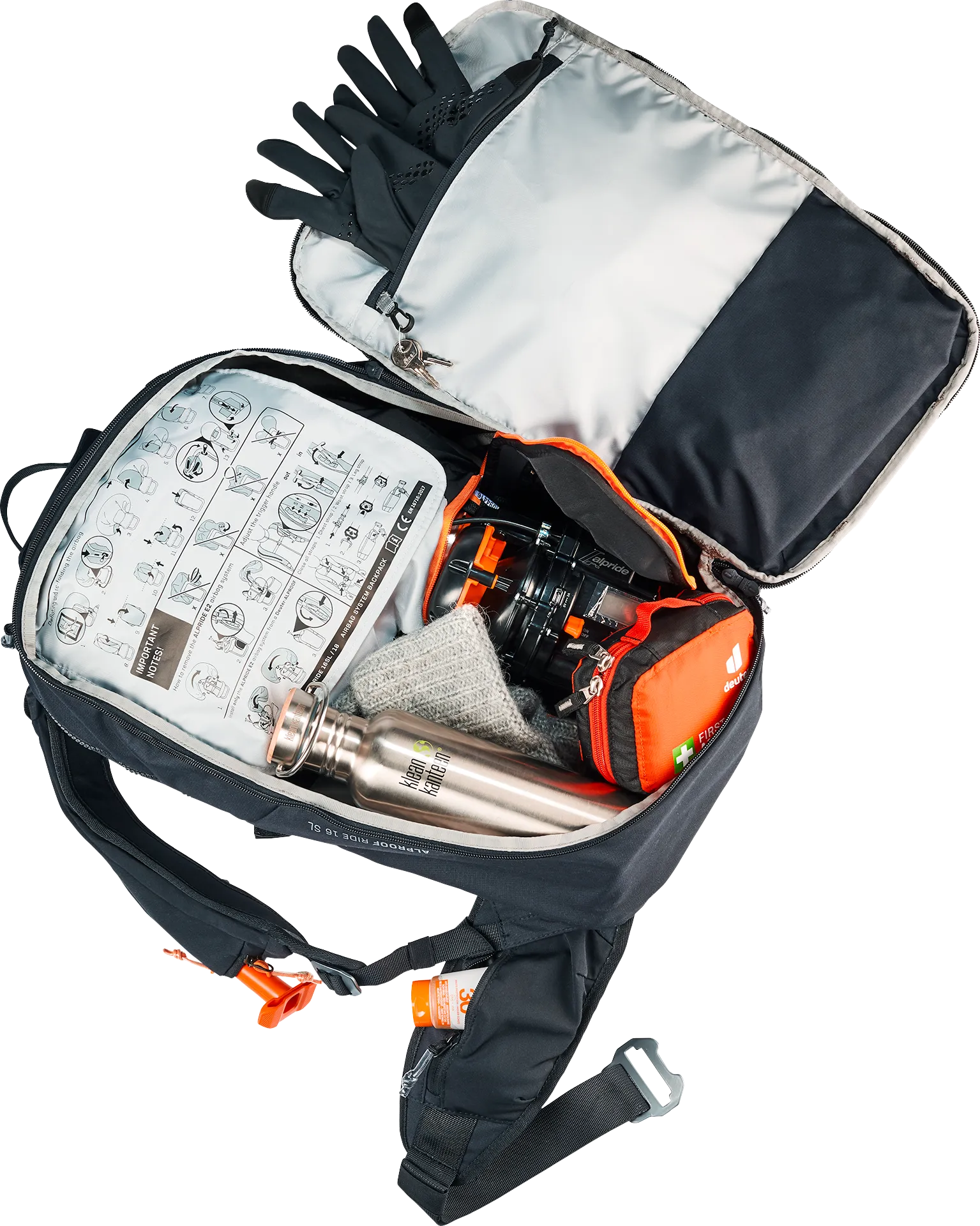 Bag, Clothing, Glove, Handbag, Backpack, backpack, kit, gloves, water bottle, first aid