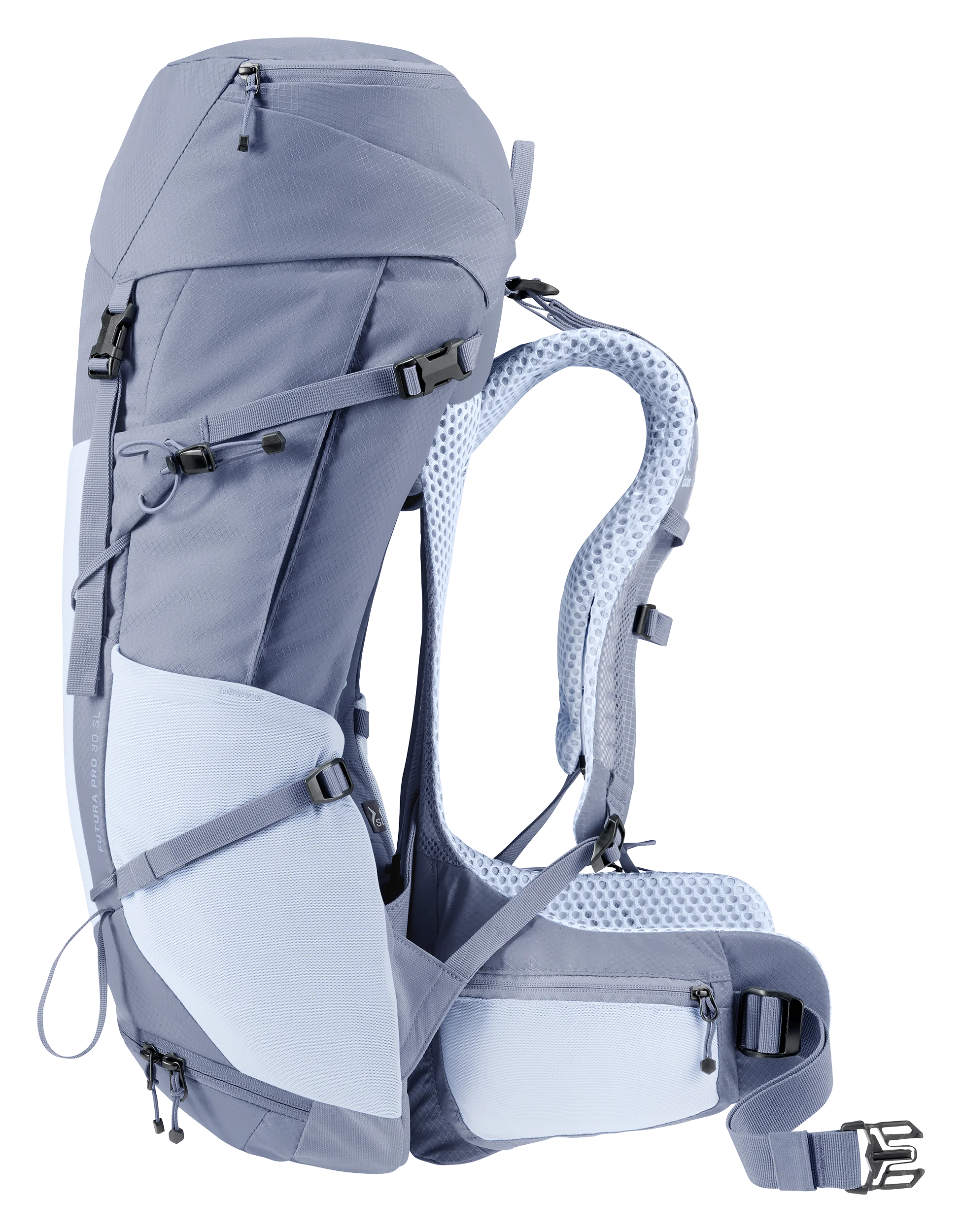 backpack, hydration, external-frame, lightweight, purple-gray