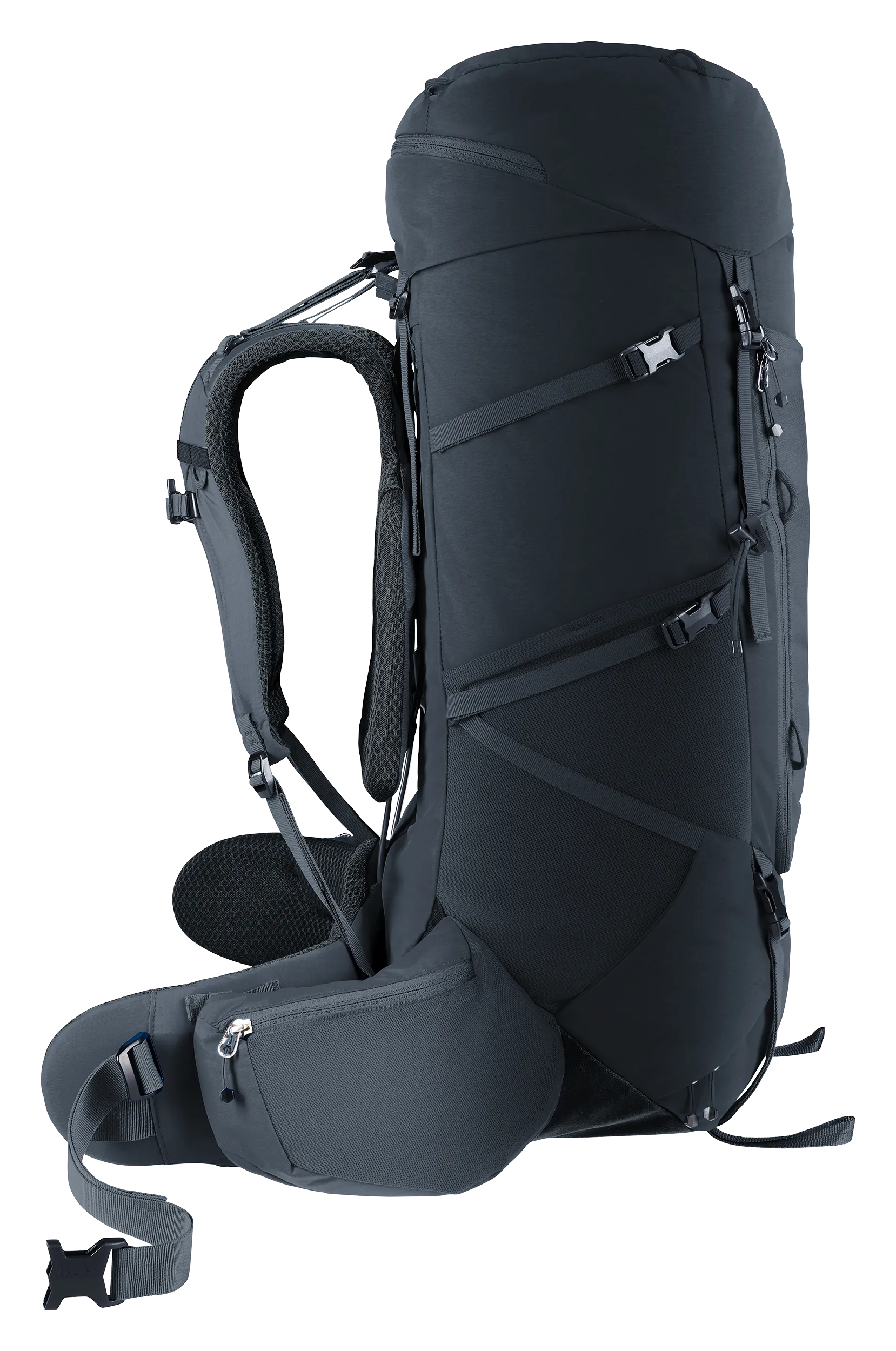 backpack, hiking, rucksack, shoulder straps, padded hip belt, backpack, hiking, outdoor, hydration-compatible, black