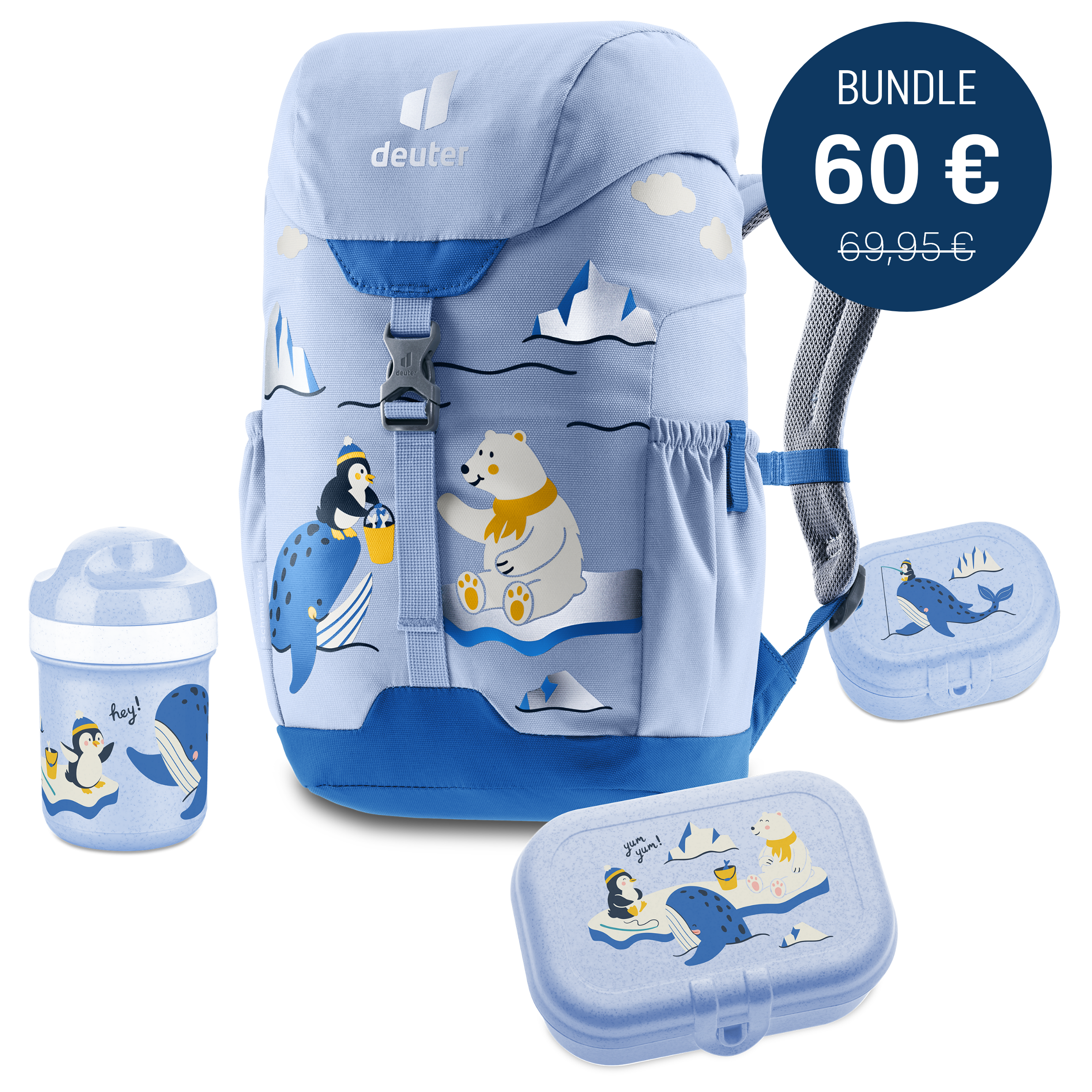 Koziol x Schmusebär Kita-Set: Rucksack + Trinkflasche + Lunchbox