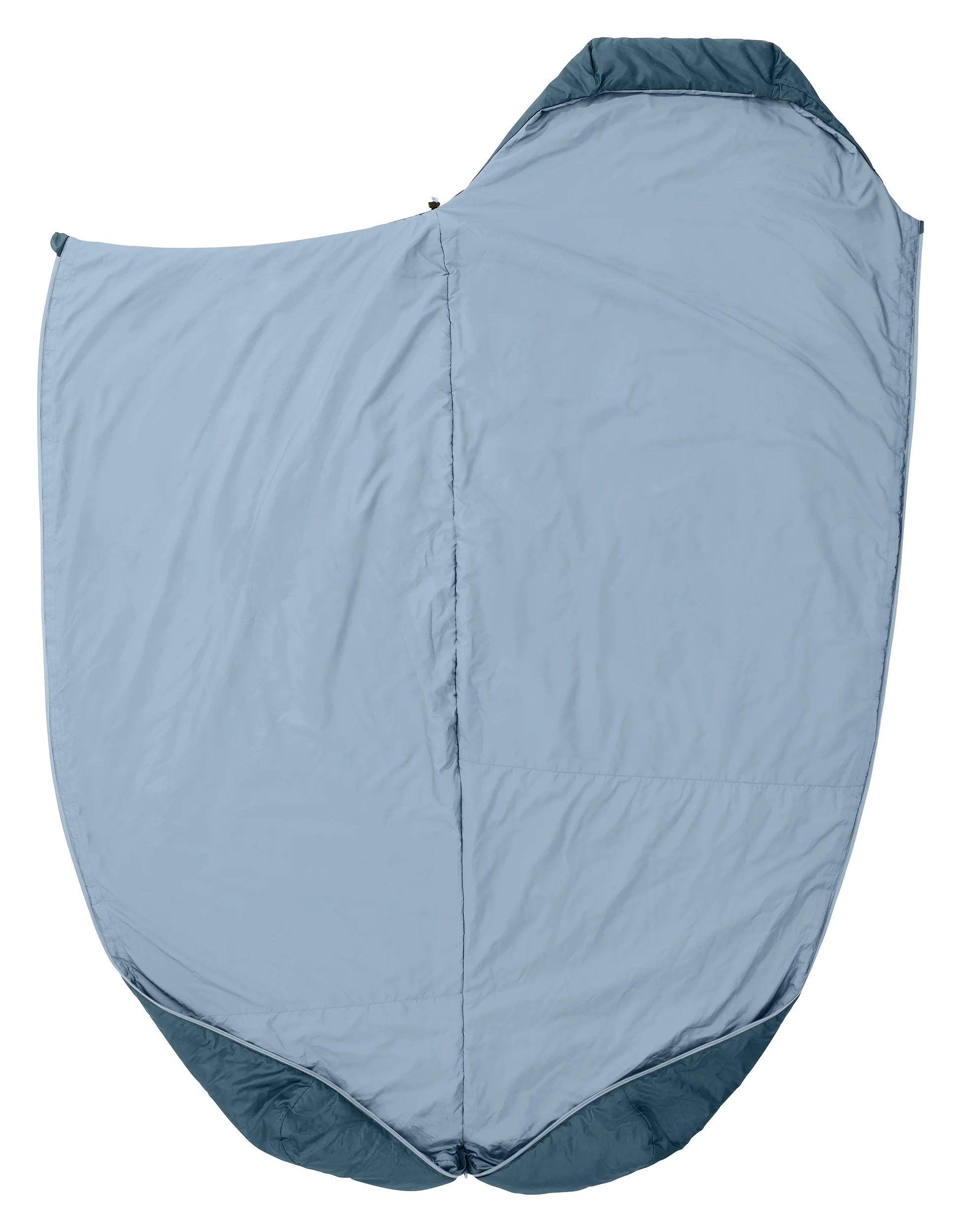 sleeping bag, mummy shape, light blue, padded, camping gear