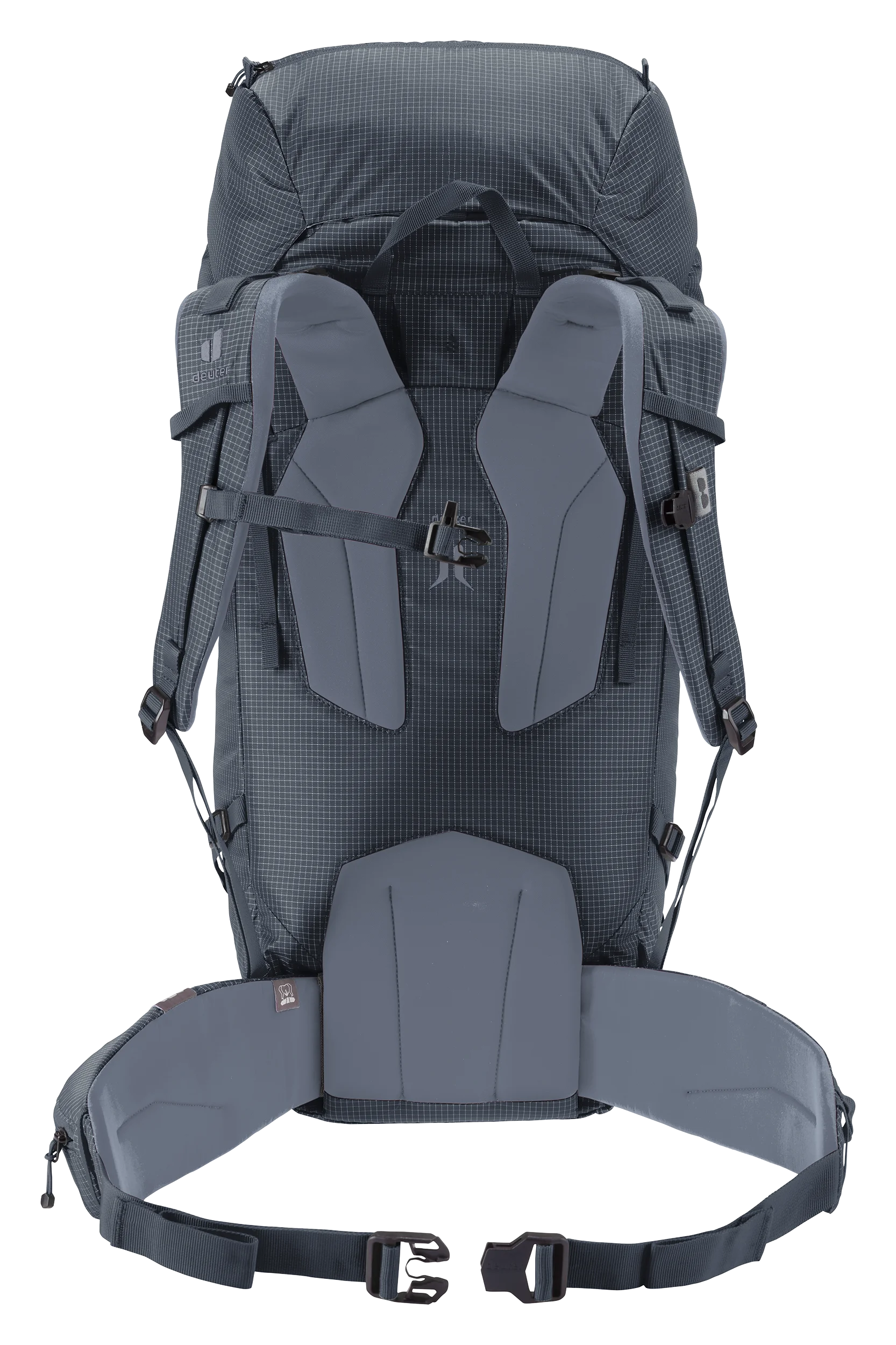 backpack, hiking, external frame, shoulder straps, padded hip belt