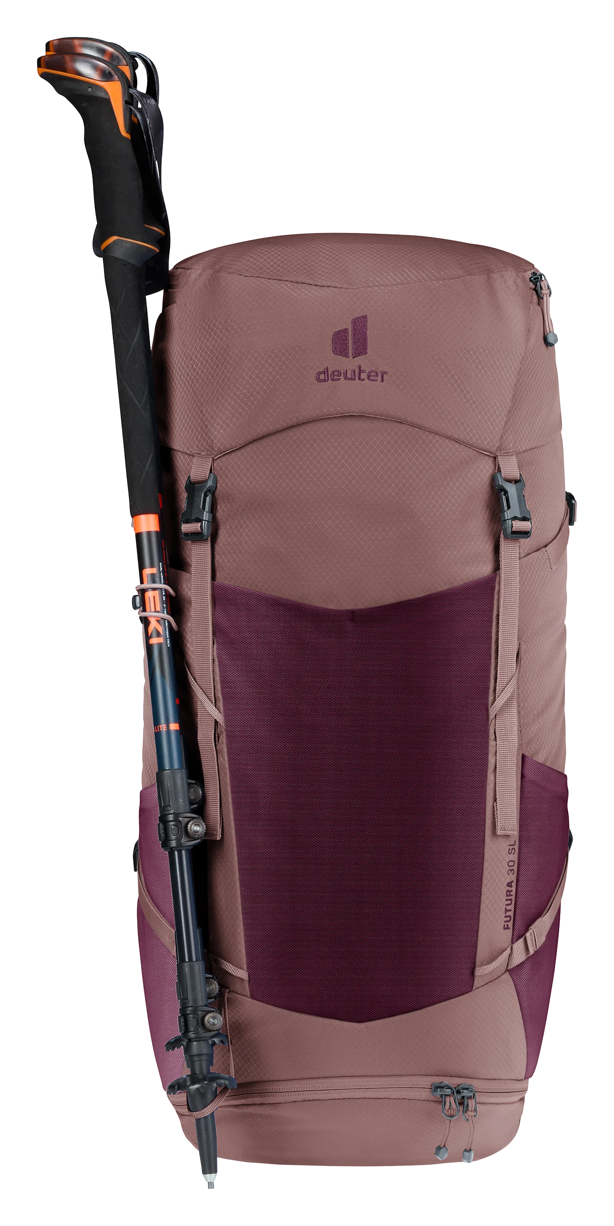 backpack, hiking, trekking, hydration-compatible, brown-pink