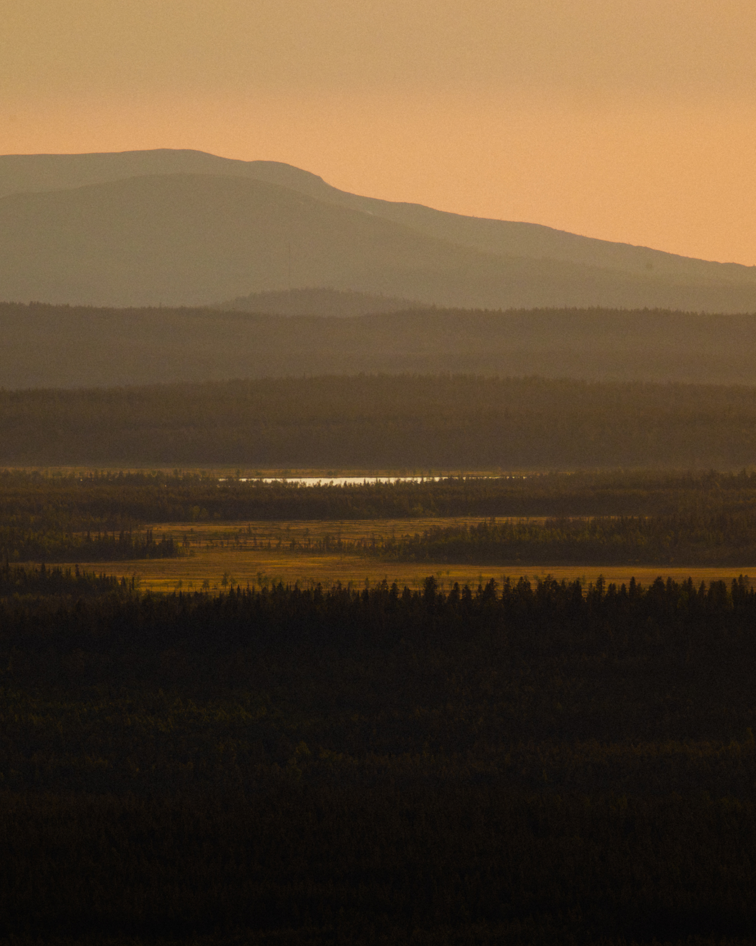 landscape, hills, sunset, valley, dusk