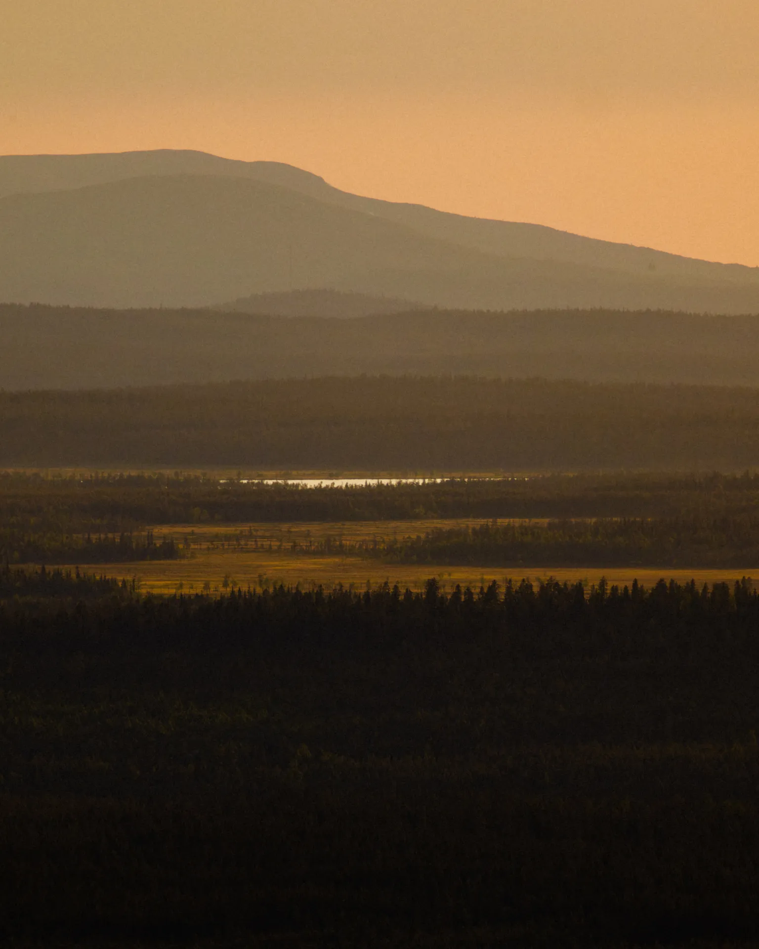 landscape, hills, sunset, valley, dusk