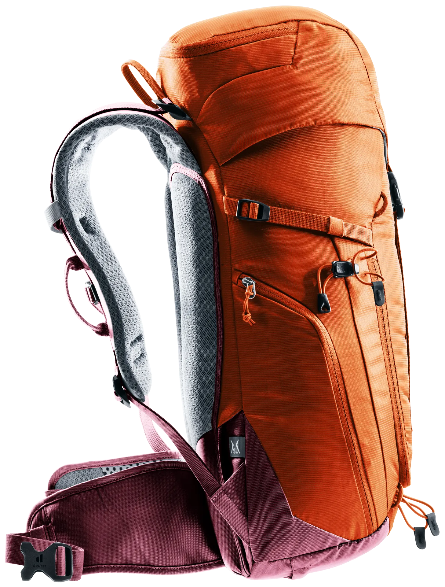 backpack, hiking, orange, shoulder straps, sternum strap