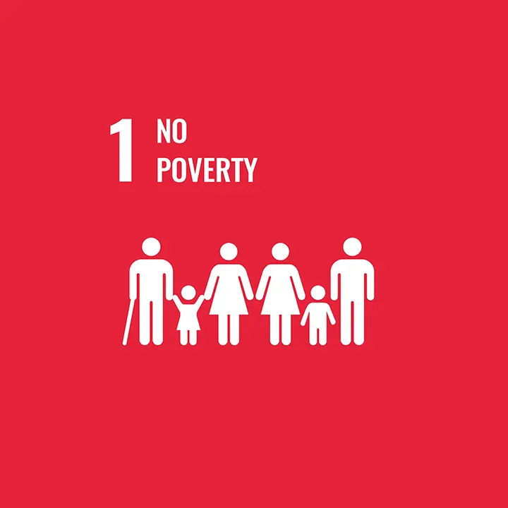 no poverty, sustainable, SDG 1, family, red background
